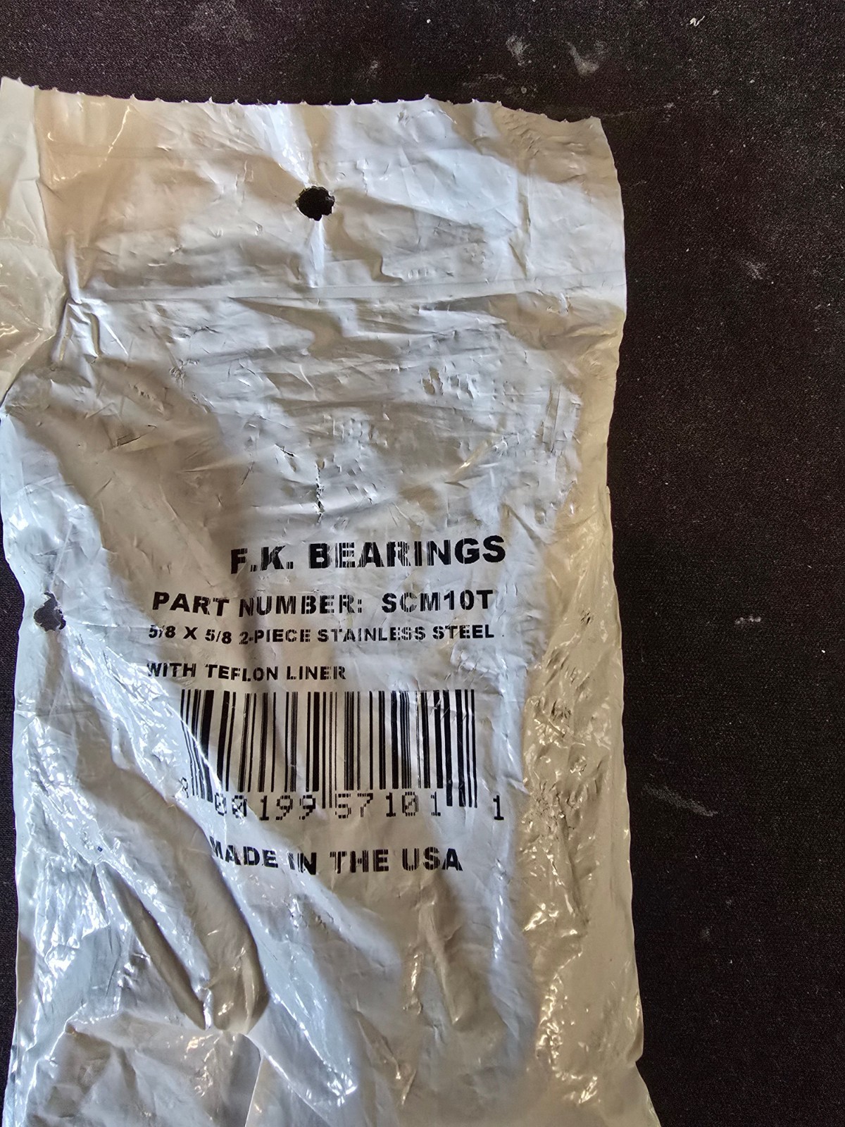 F.K. Bearings #SCM10T. 5/8″ Stainless Male RH Rod End w/ PTFE Liner