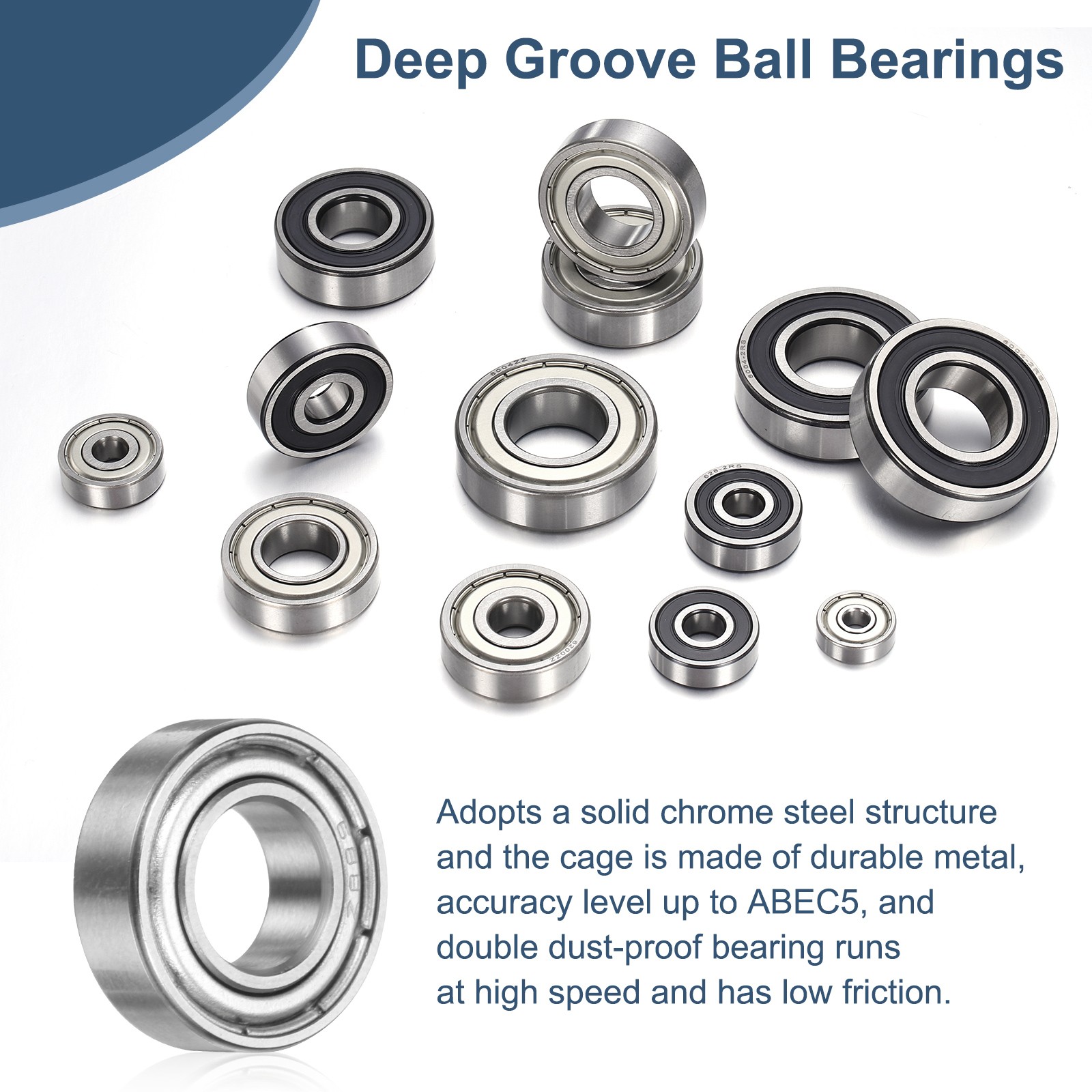 5 Pack 30 x 42 x 7mm 6806ZZ Deep Groove Ball Bearings, ABEC5