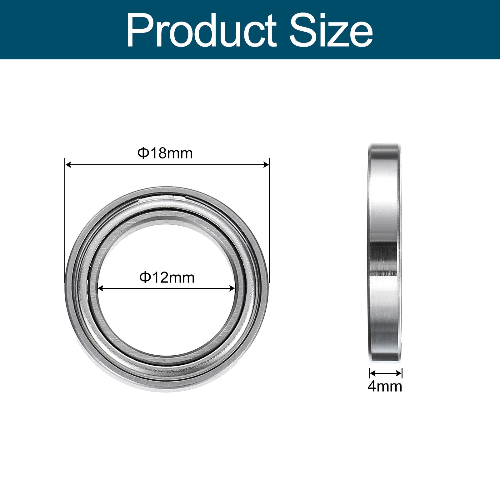 8pcs ball bearings 6701ZZ, chrome steel Z2 for metal, 12x18x4mm