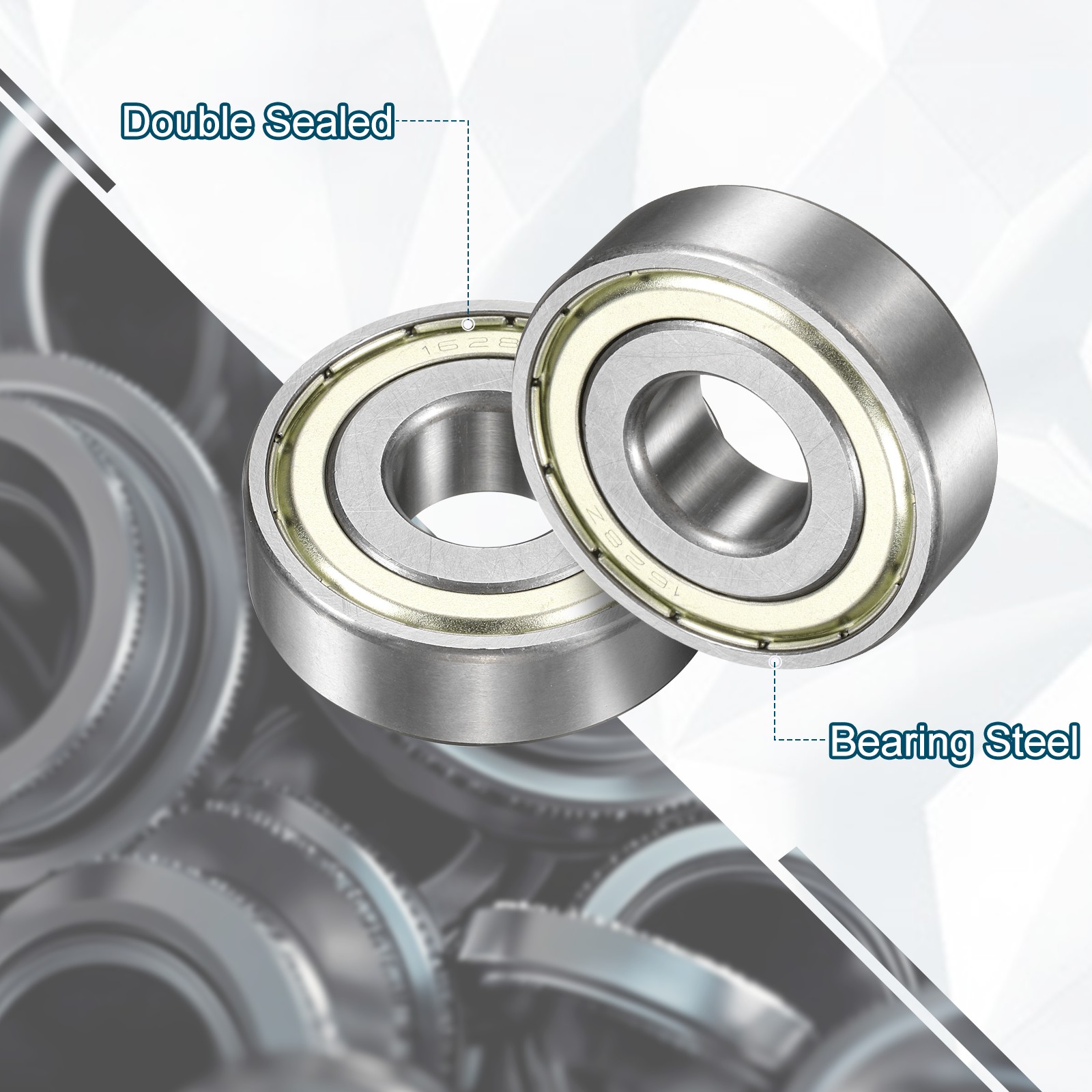 1628ZZ Deep Groove Ball Bearing, 3pcs, 5/8″ x 1-5/8″ x 1/2″, Z2 Sealed Bearing