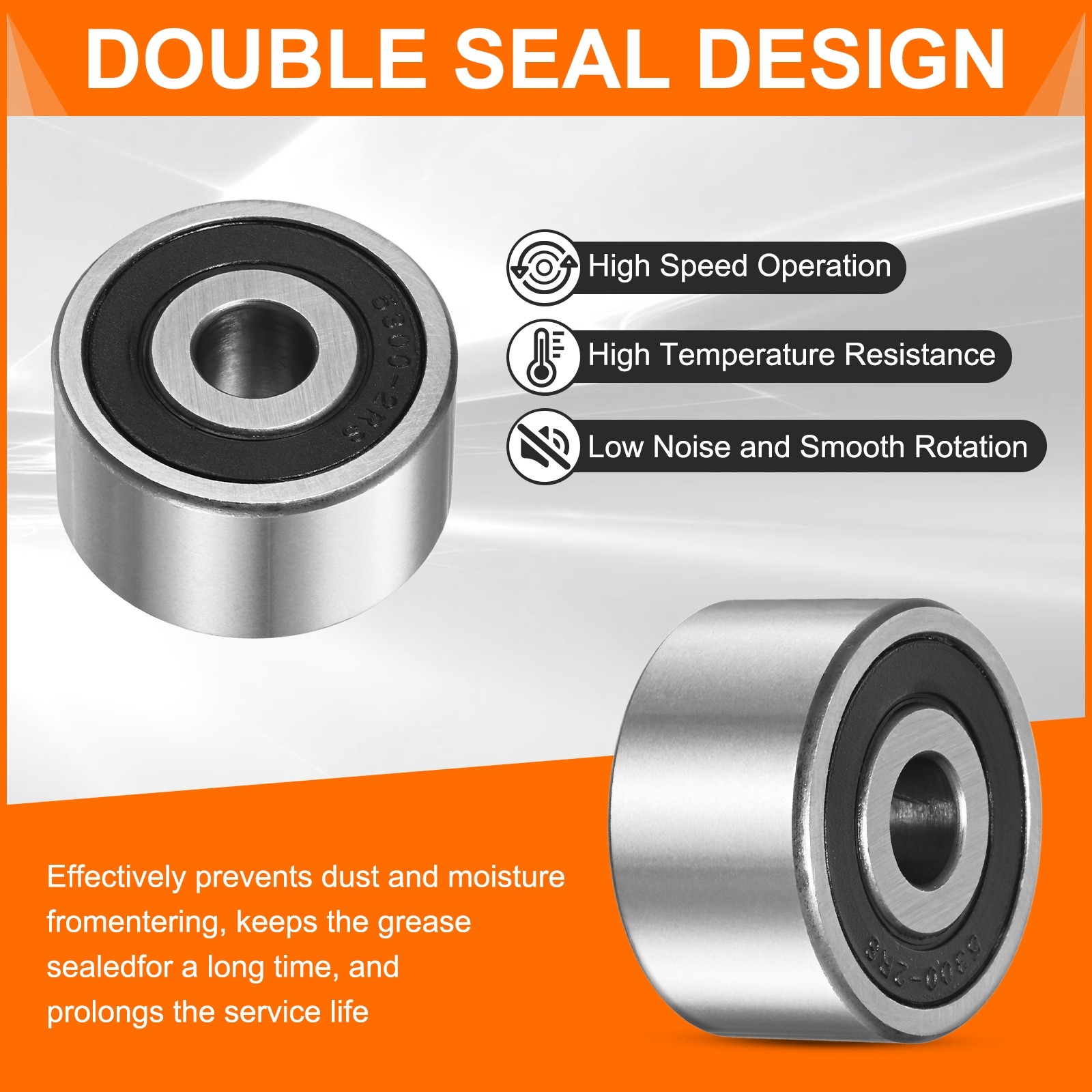 2Pcs 3300-2RS/5300-2RS 10 x 35 x 19mm Sealed Angular Contact Ball Bearing