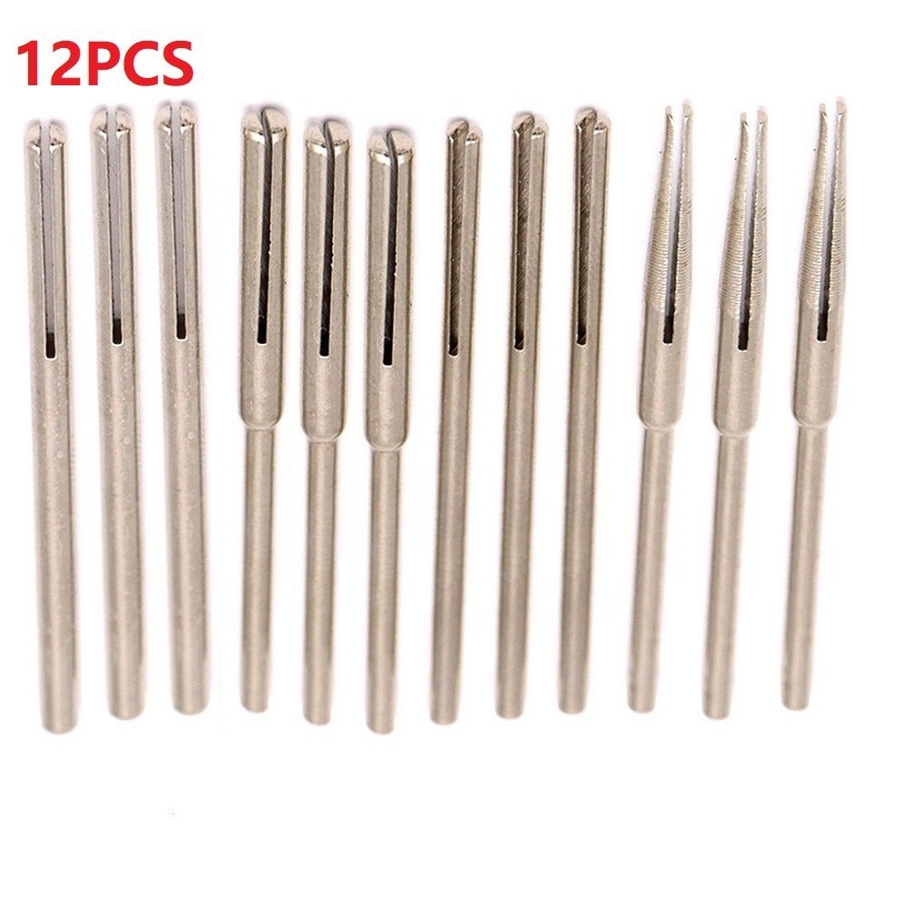 12x 2.35/3.0mm Sandpaper Abrasive Straight Split Mandrels Clip Type Rotary Tool