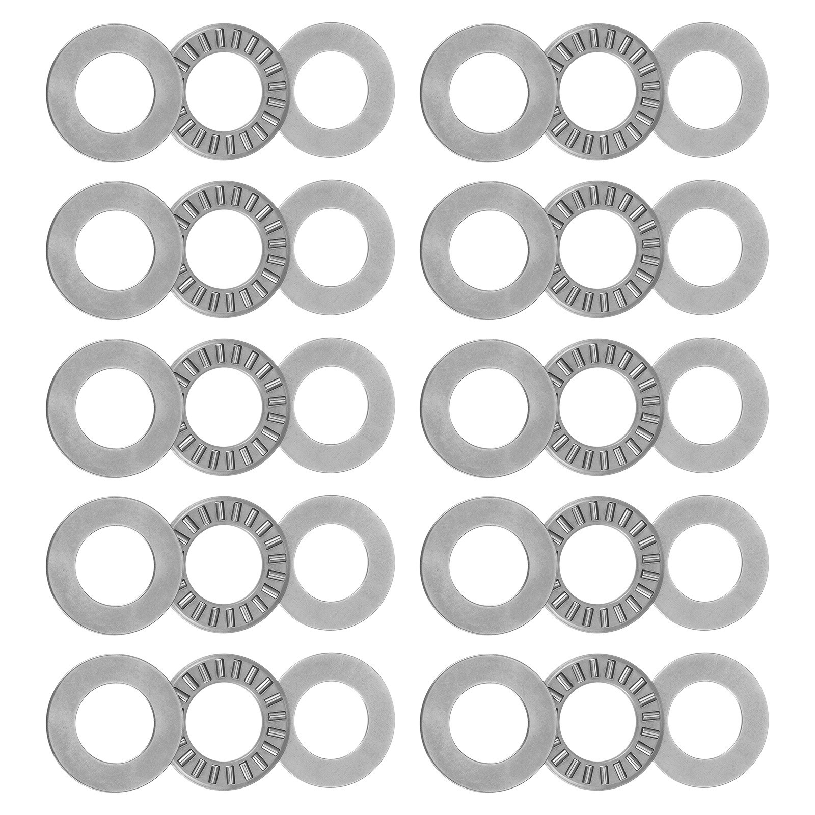 10pcs 5/8″ Bore 1-1/8″ OD 5/64″ Thickness Needle Roller Thrust Bearings w Washer