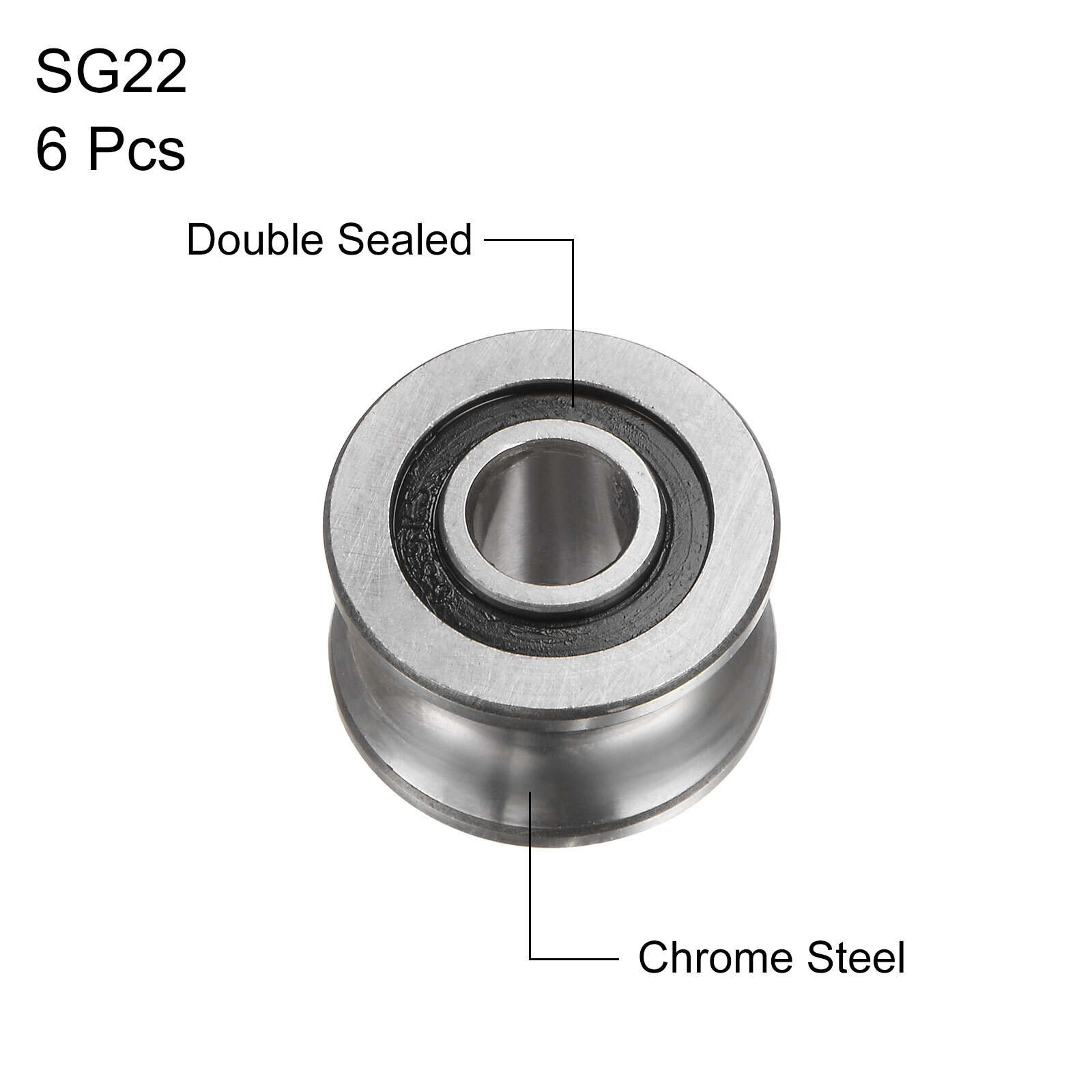 6pcs SG22 U Groove Track Guide Bearing 8×22.5×14.5mm U Groove Roller Wheel