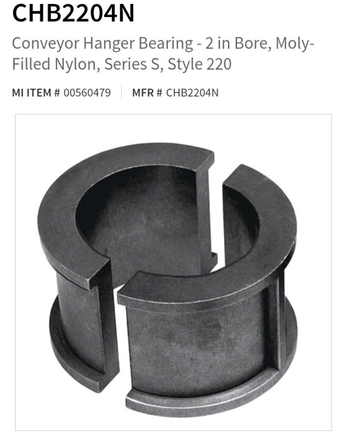 CHB2204N Conveyor Hanger Bearing 2 in Bore Molly-filled Nylon