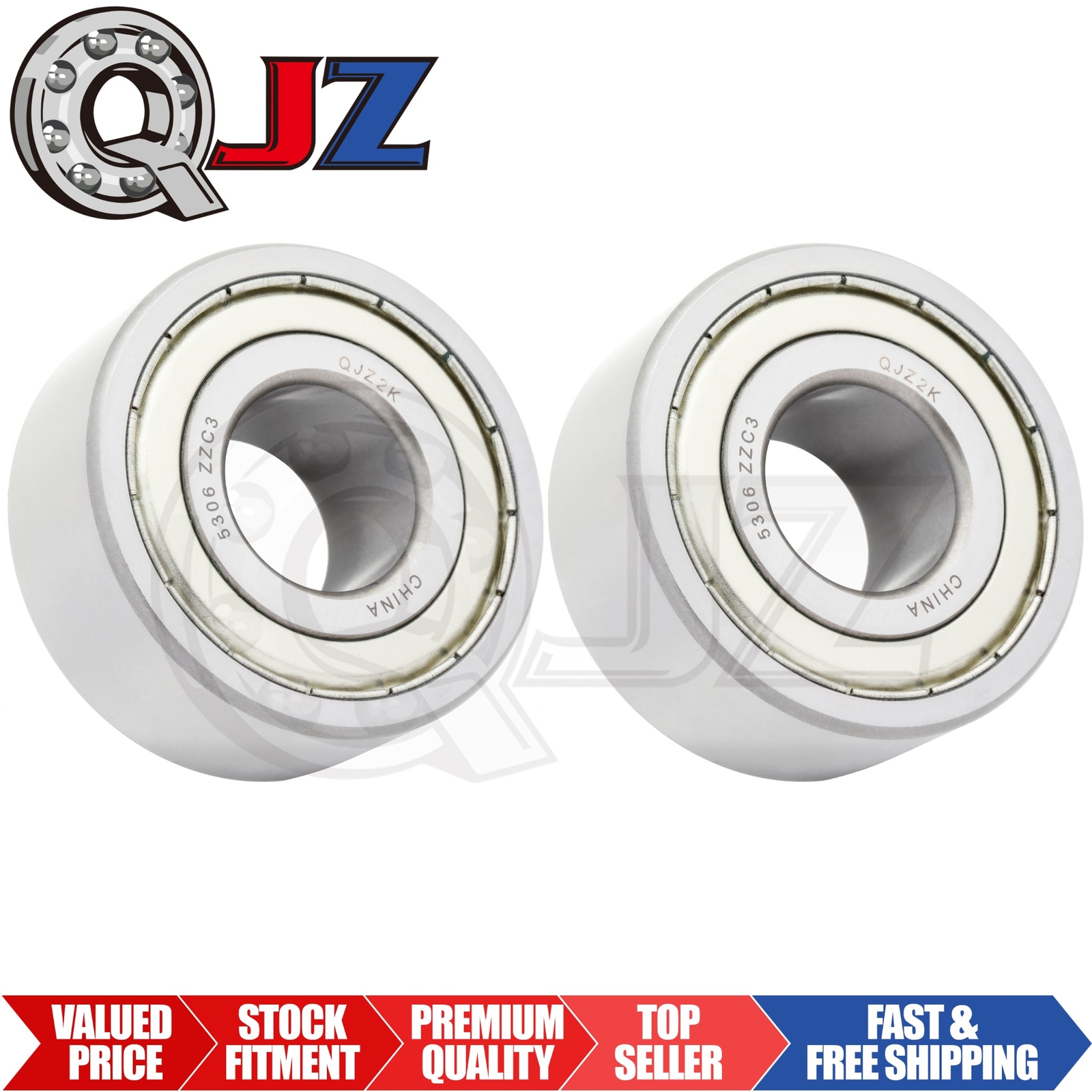 [Qty.2] 5306-ZZ New Angular Contact Ball Bearing [30mm ID x 72mm OD x 30.2mm W]