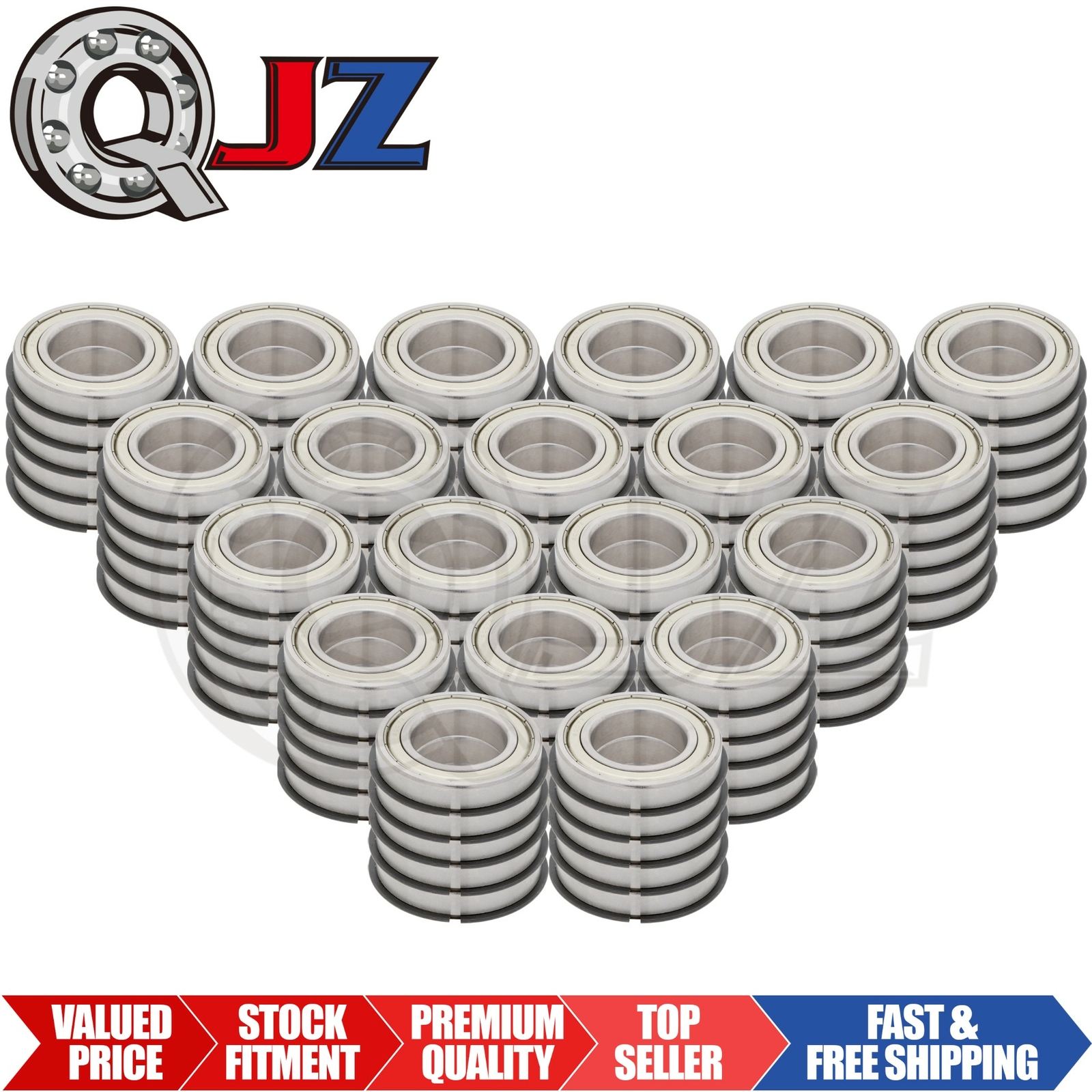 [Qty.100] 6007-ZZ-NR Radial Bearing w/ Snap-Ring [35mm ID x 62mm OD x 14mm W]