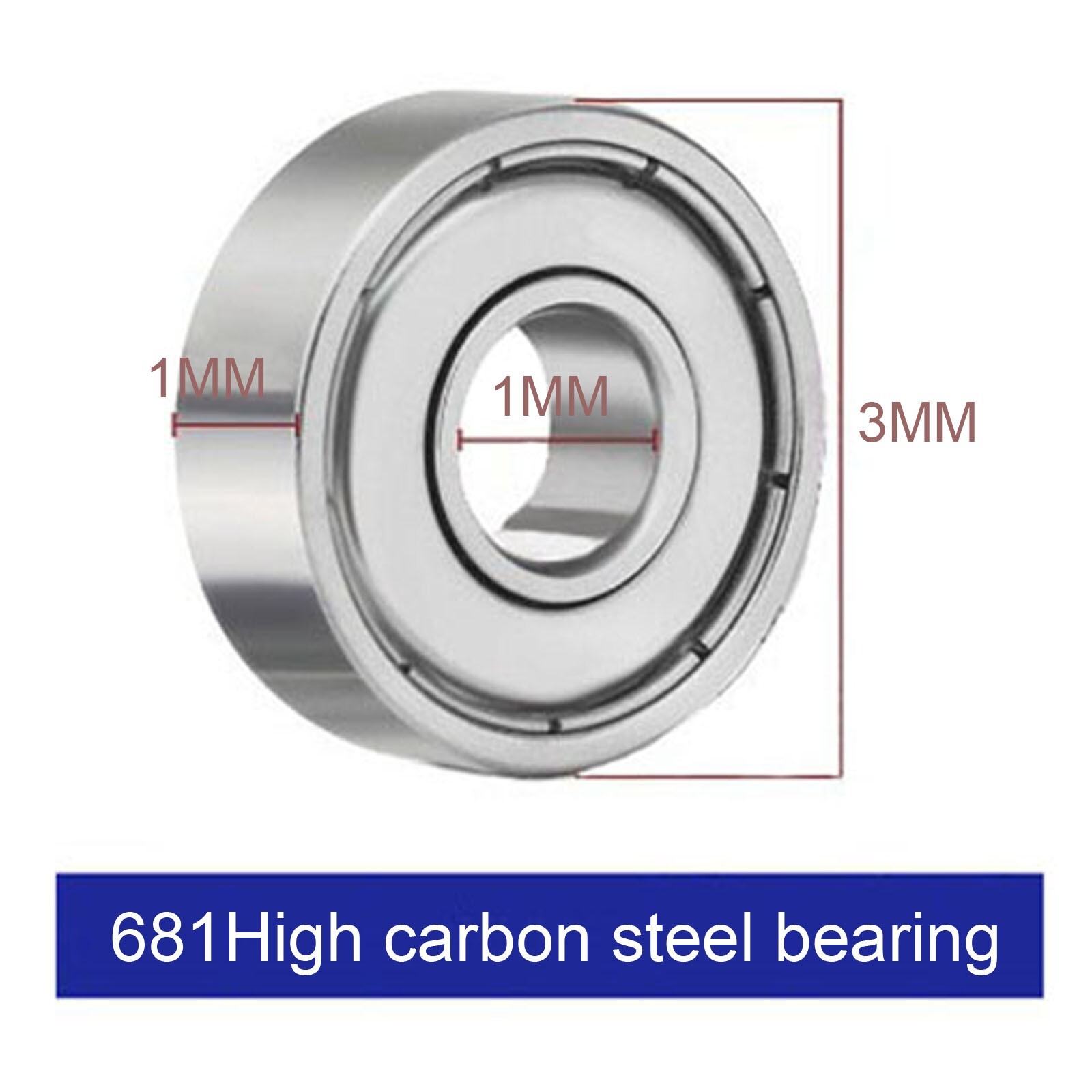 10pcs Speed mute wear-resistan 1x3x1mm 681ZZ high carbon steel Ball Bearing