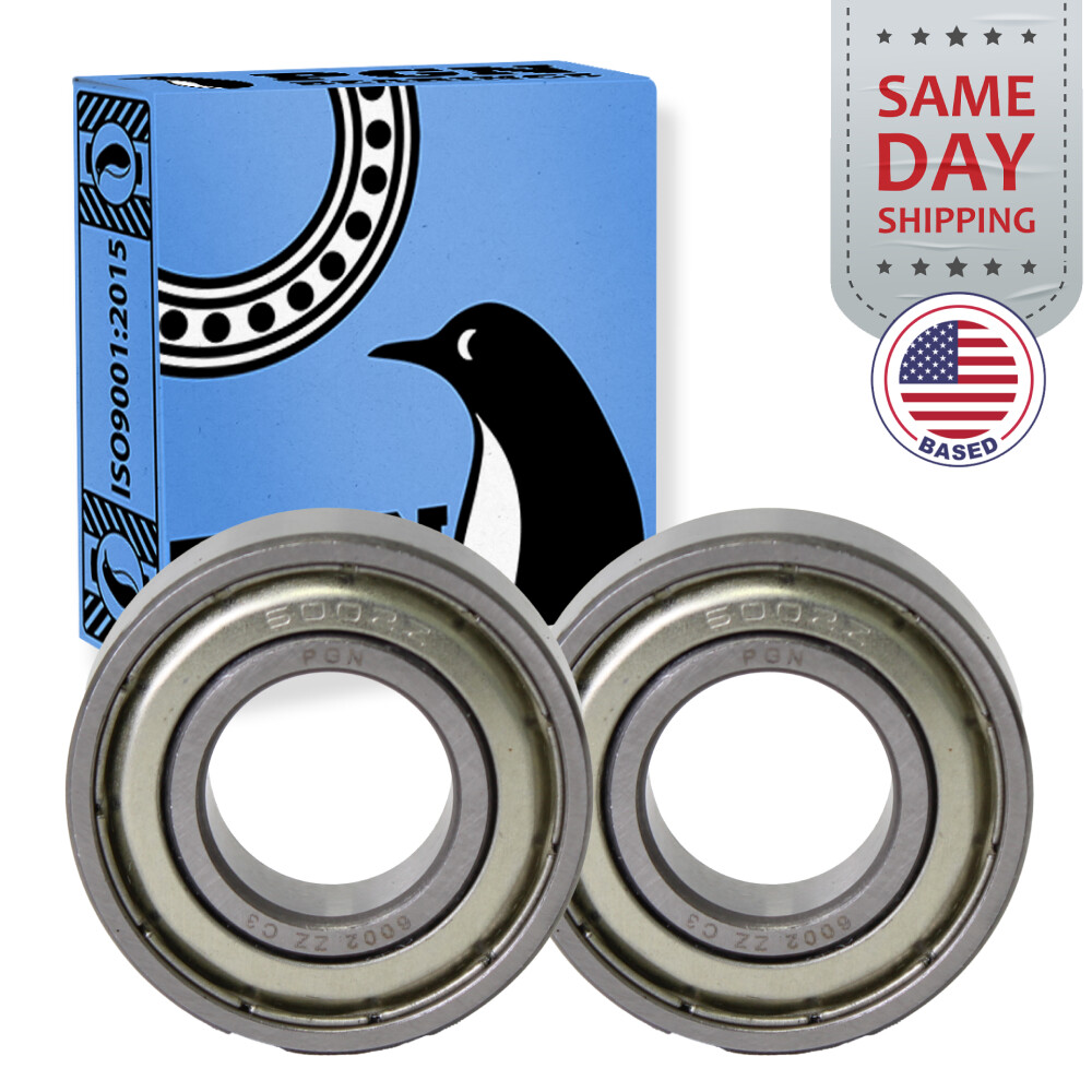 (2) 6002-ZZ Premium Metal Shield Ball Bearing C3 EMQ, 15x32x9, 6002 ZZ 6002z