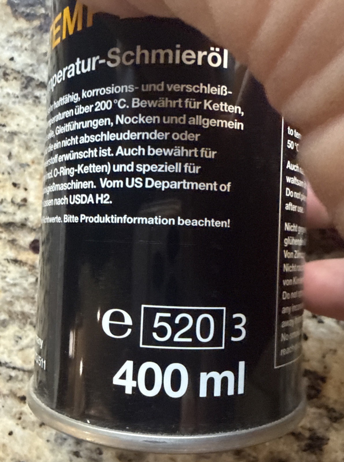 Kluber Hotemp 2000 High-Temperature Lubricating Oil – 400ml Spray