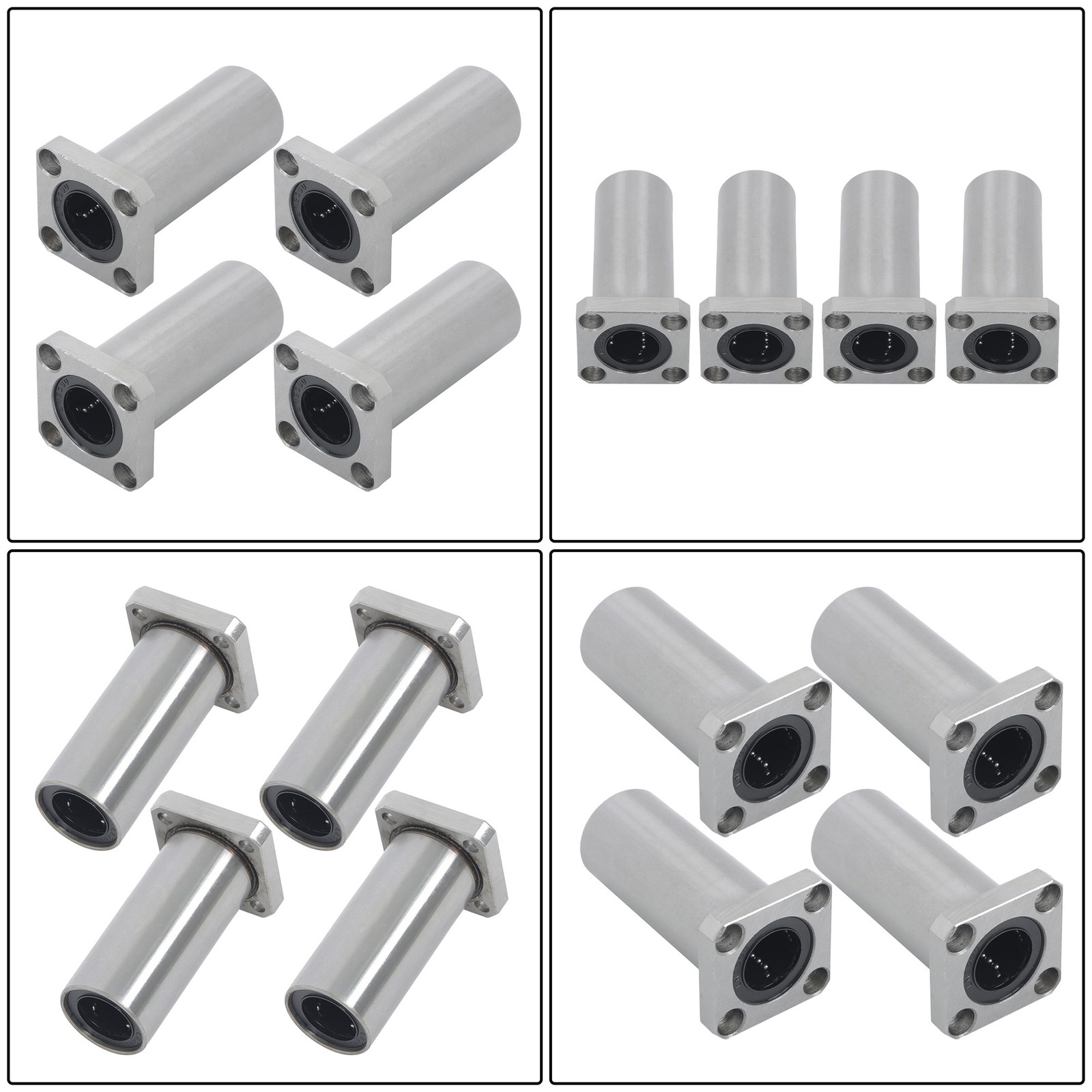 4 Pack LMK20LUU Linear Bearing 20x32x80mm Extra Long Square Flange Steel Cage