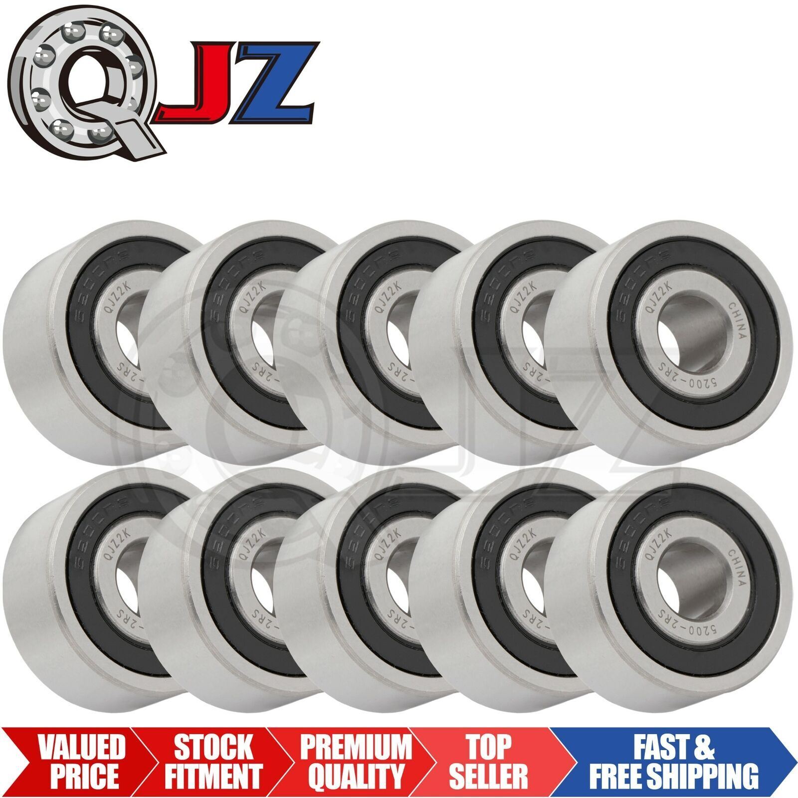 [Qty.10] 5200-2RS Angular Contact Ball Bearing [10mm Bore x 30mm OD x 14.3mm W]