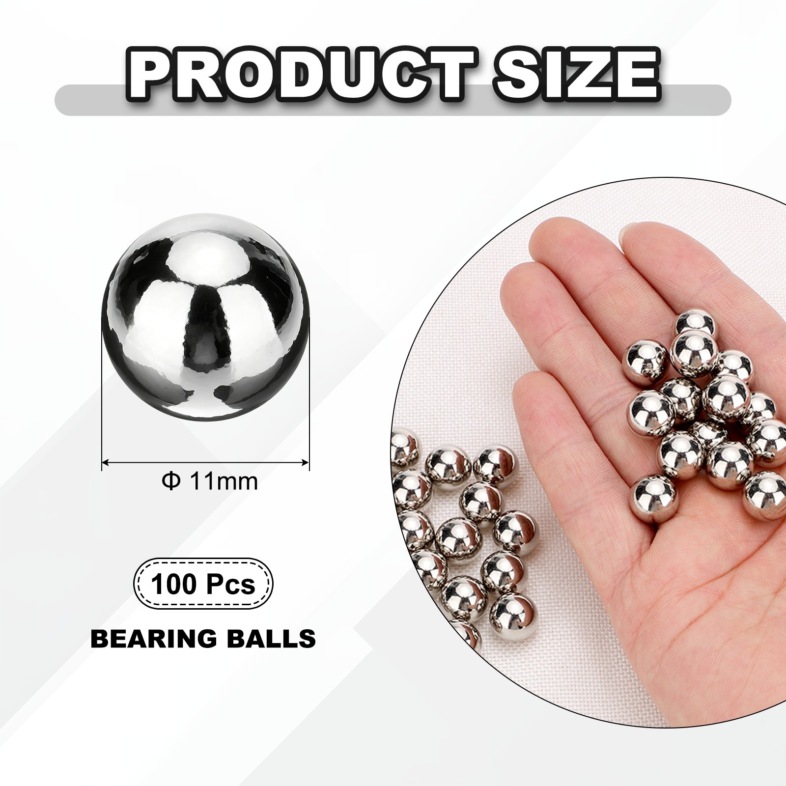 100Pcs 11mm Bearing Ball, Solid Carbon Steel Precision Ball (Mirror Polished)