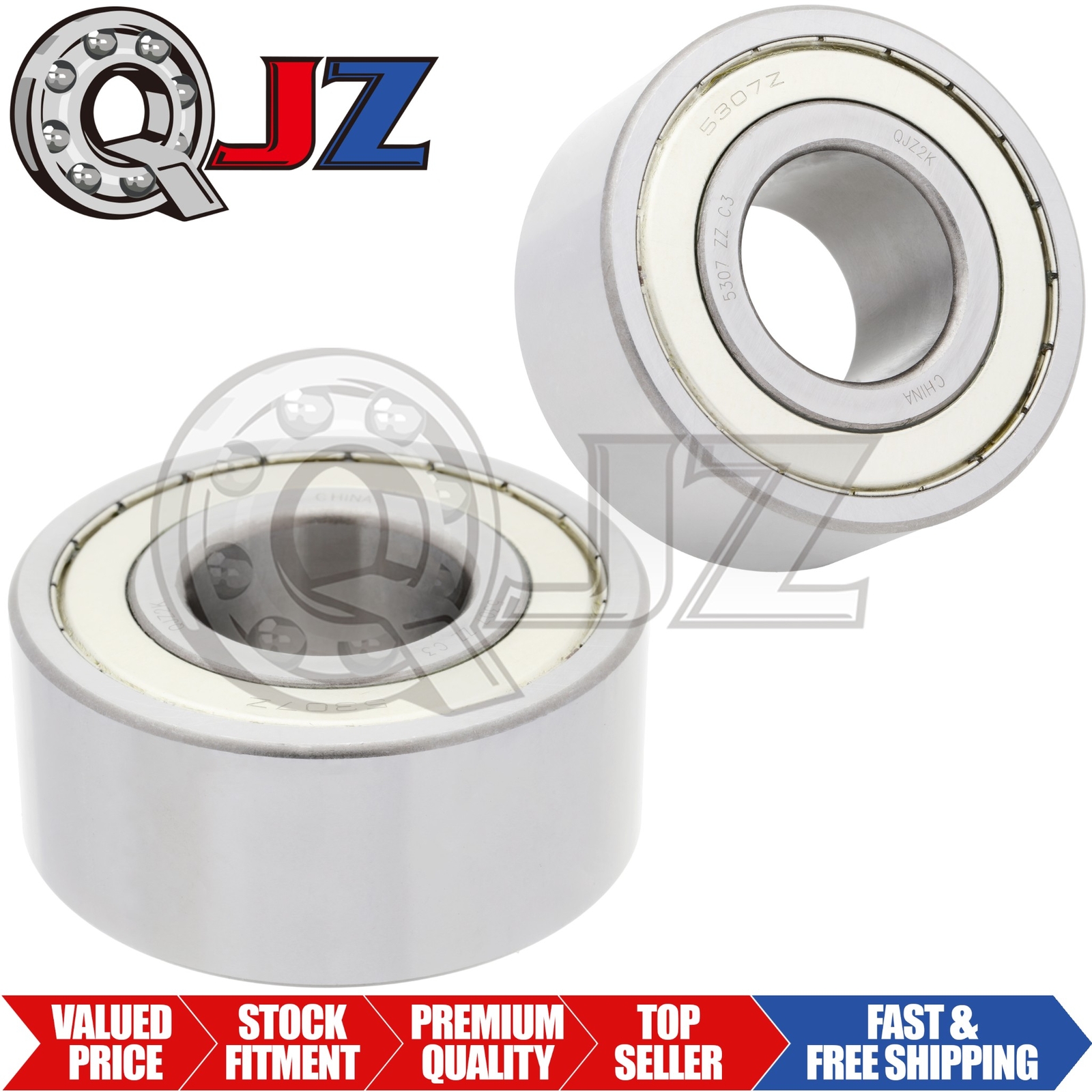 [Qty.2] 5307-ZZ New Angular Contact Ball Bearing [35mm ID x 80mm OD x 34.9mm W]