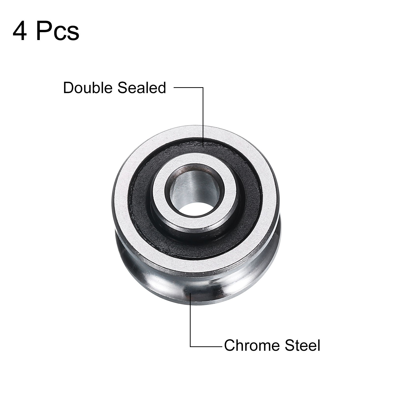 4Set SG15 U Groove Track Guide Bearing 5x17x8mm U Groove Roller Wheel