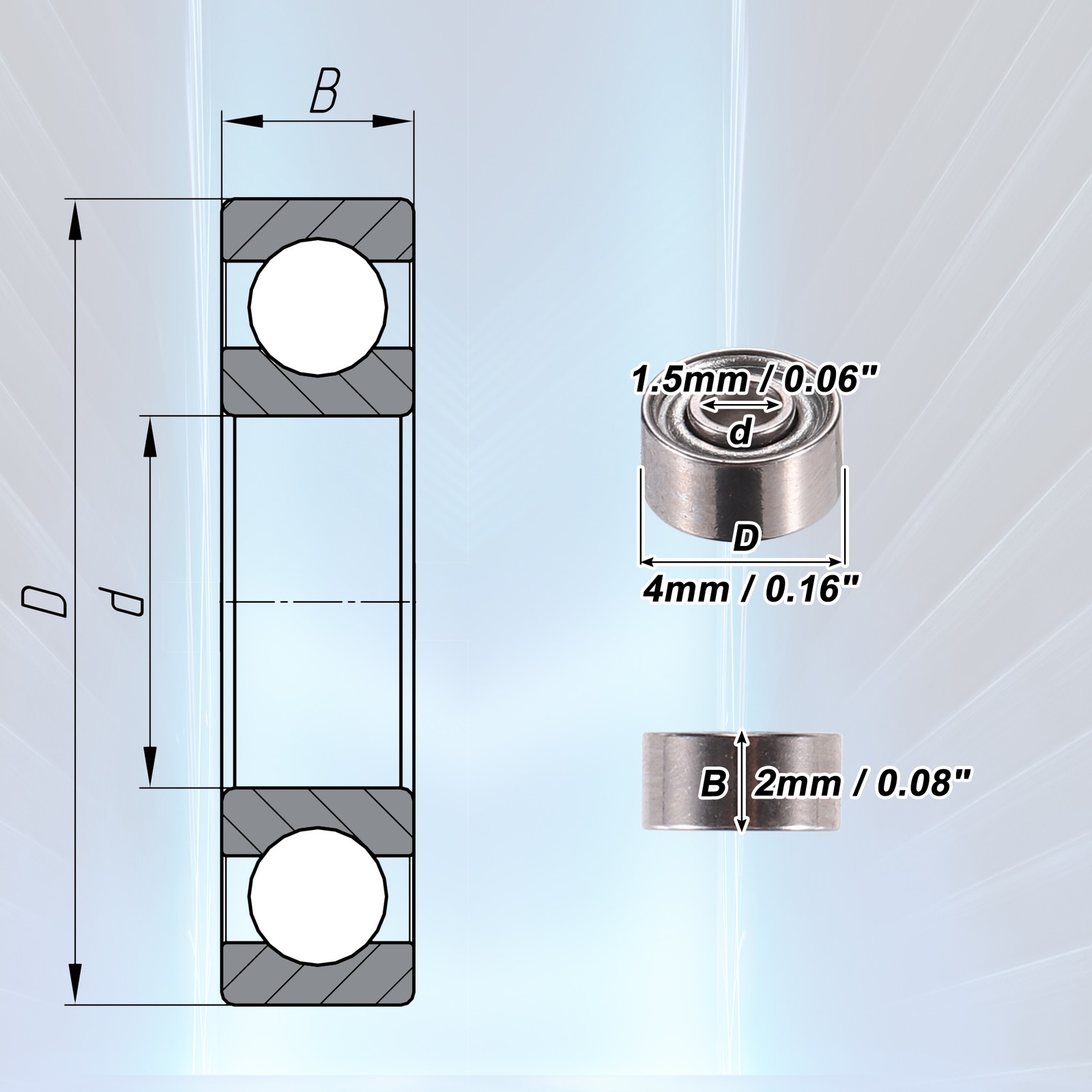 20 Pcs 681XZZ 1.5x4x2mm Double Metal Shield Car Deep Groove Ball Bearings