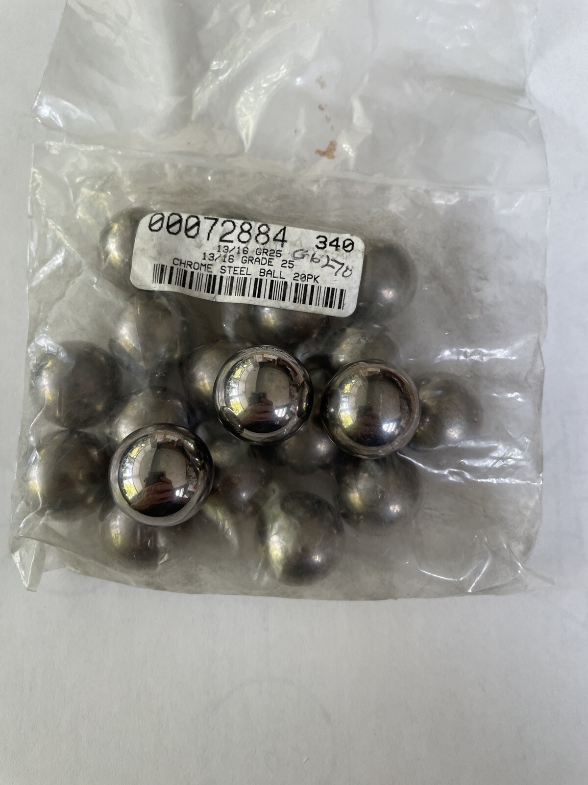 BALL PAK LOT OF 19 CHROME STEEL BALLS (GRADE 25, 13/16” DIA.)