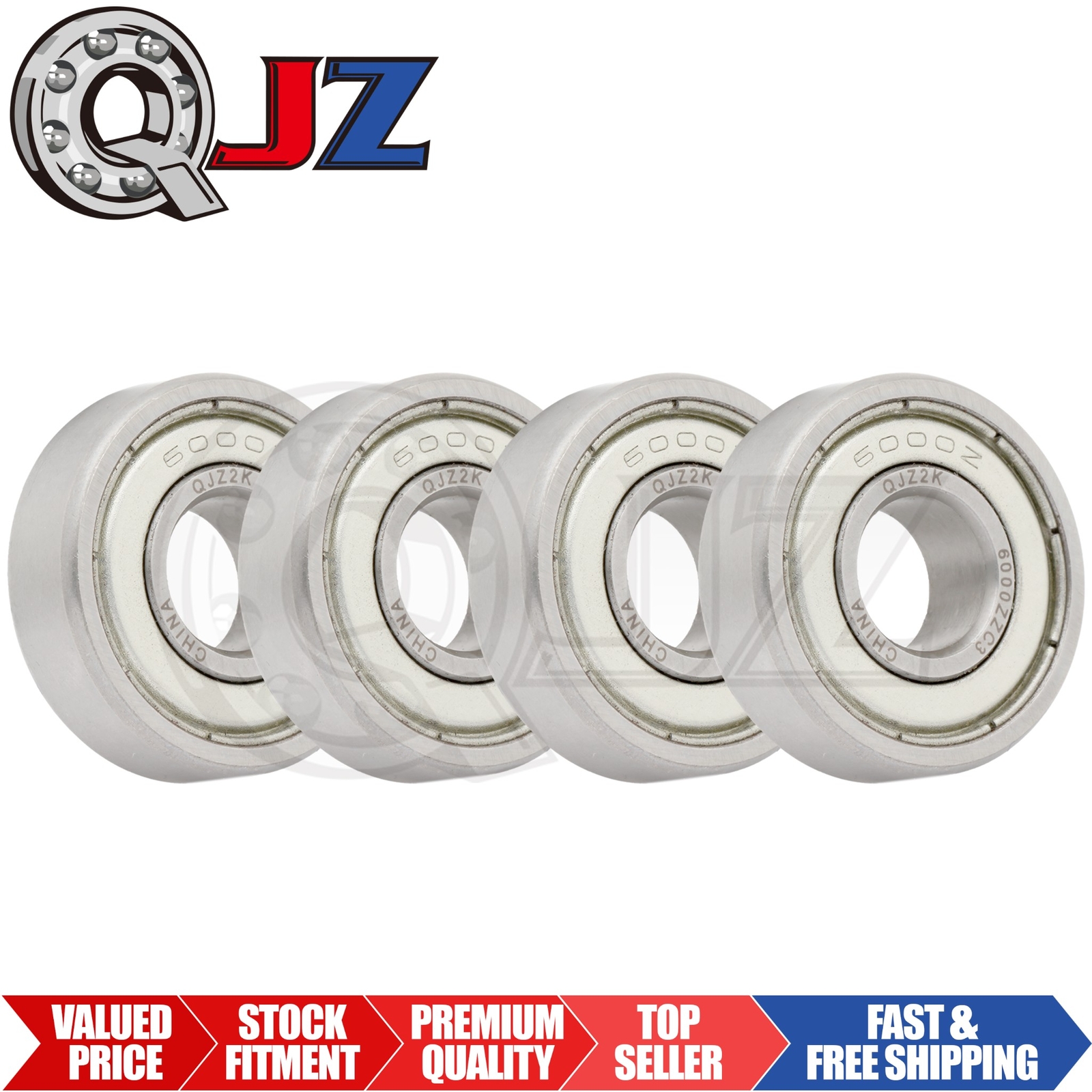 [Qty.4] 6000-ZZ Deep Groove Radial Ball Bearing [10mm Bore x 26mm OD x 8mm W]