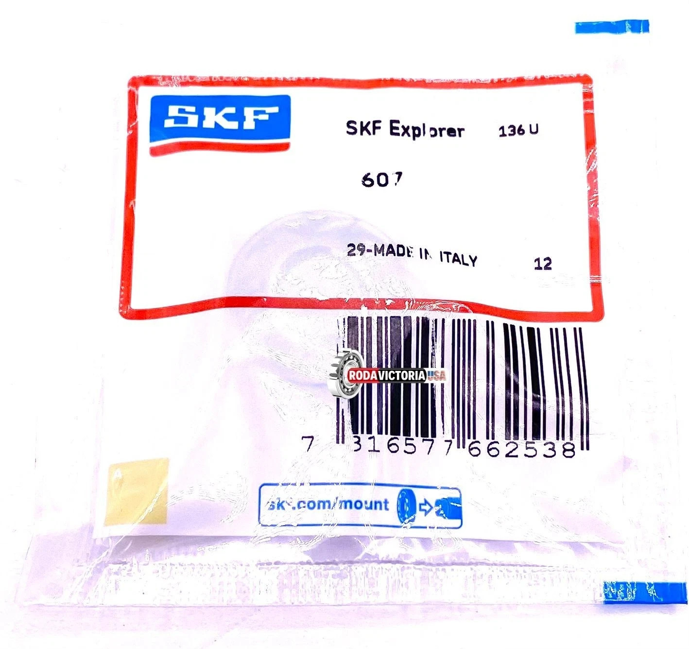 SKF 607 Deep Groove Ball Bearing, Open Type, No Seals 7x19x6 mm