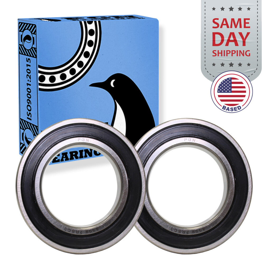 (2) 6009-2RS Premium Rubber Seal Ball Bearing C3 EMQ, 45x75x16, 6009 2RS 6009rs