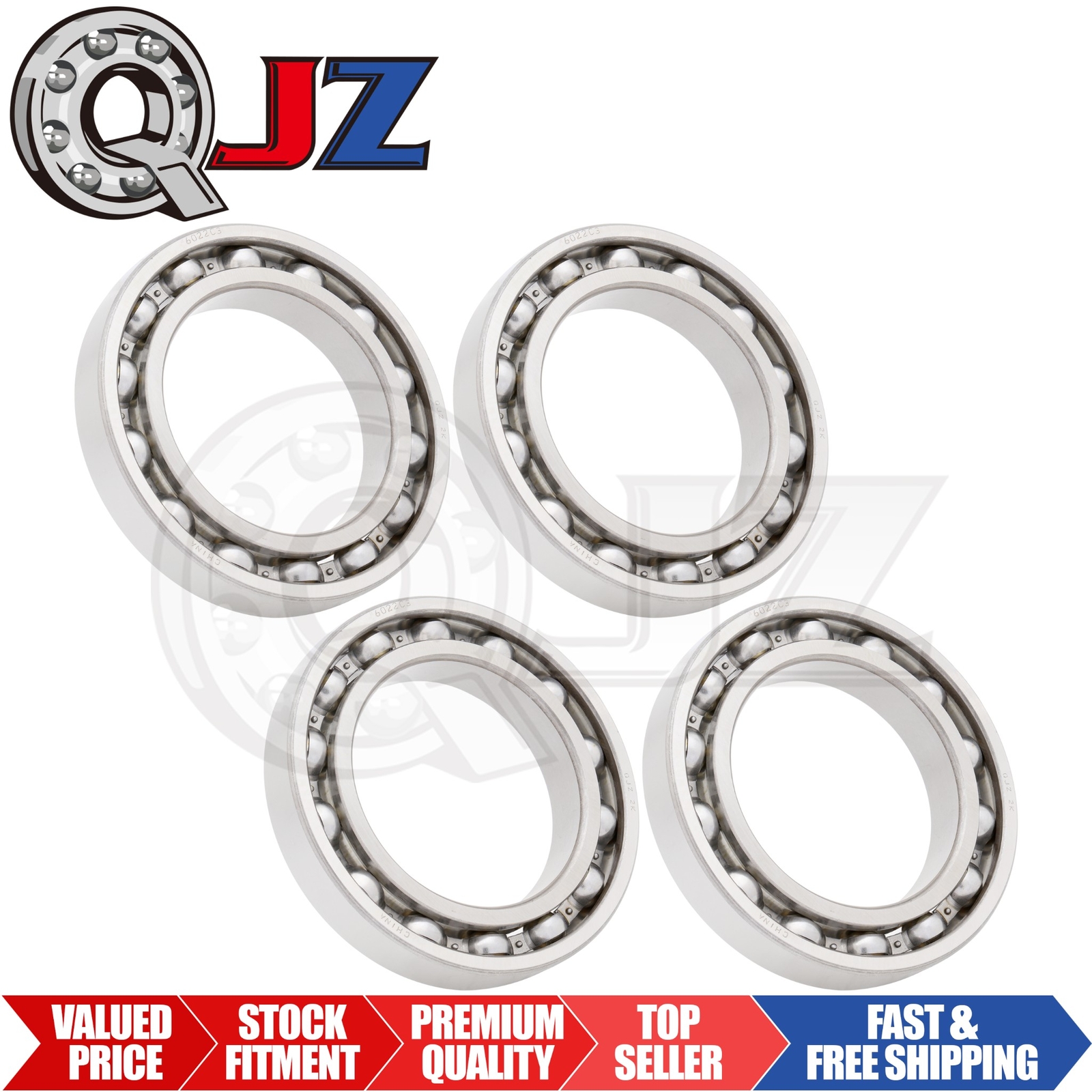 [Qty.4] 6022-OPEN Radial Deep Groove Ball Bearing [110mm ID x 170mm OD x 28mm W]