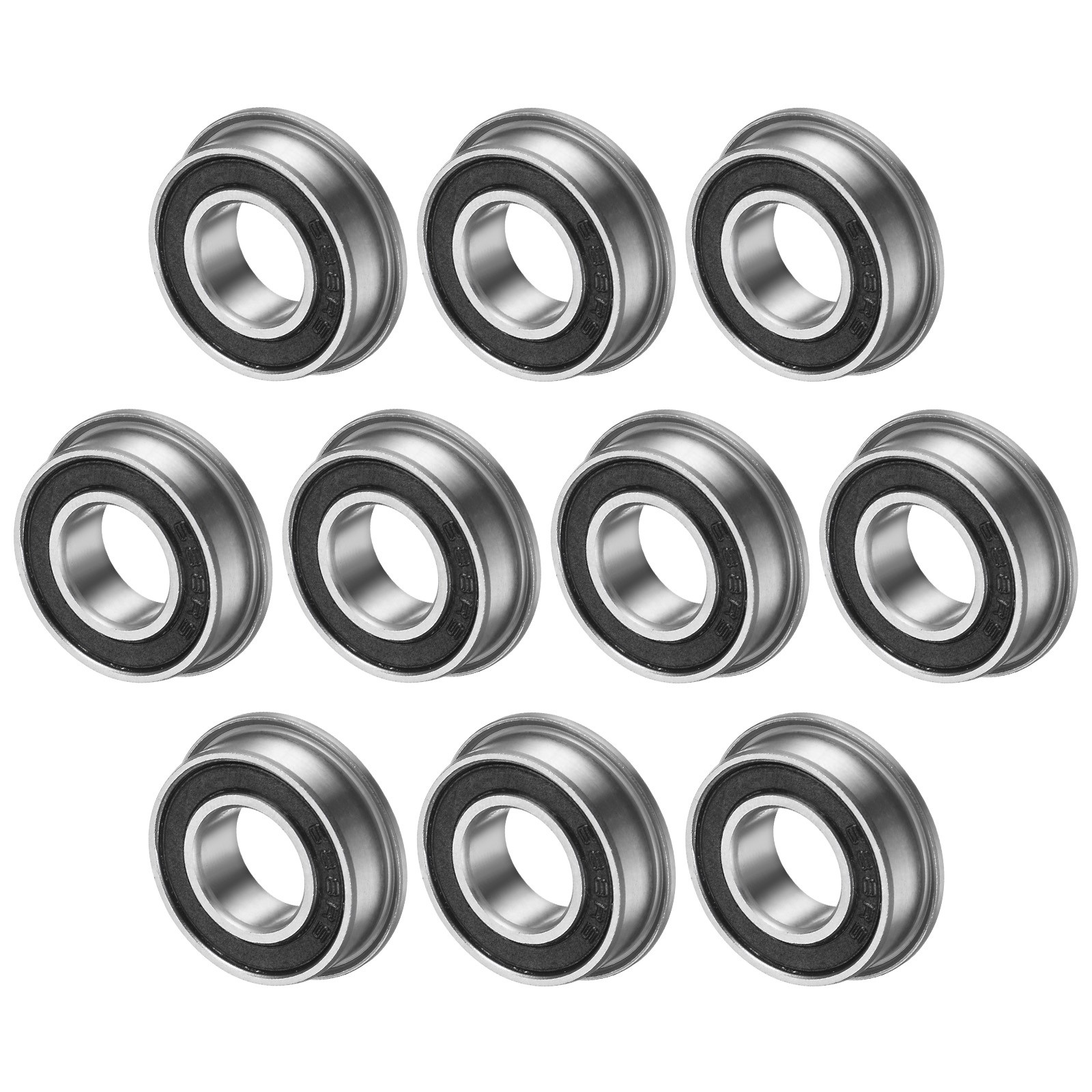 10-Pack F688-2RS Flanged Ball Bearing, 8mm x 16mm x 5mm Rubber Sealed