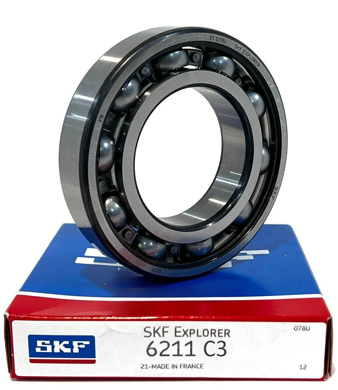 SKF 6211 C3 Deep Groove Ball Bearing, Open, No Seals 55x100x21 mm