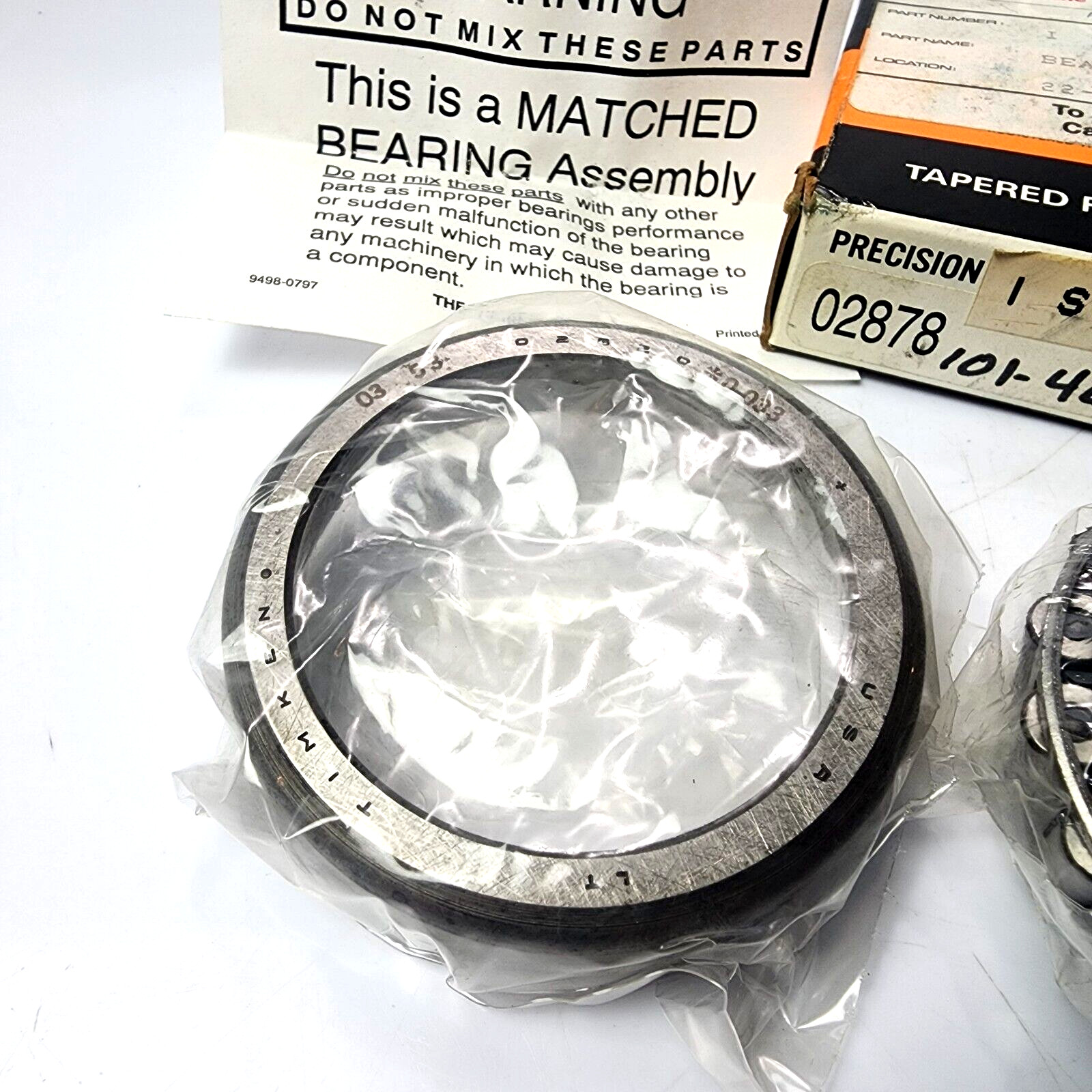 New Genuine Timken 02878 90034 ( Class 0 ) Precision Tapered Roller Bearing SET