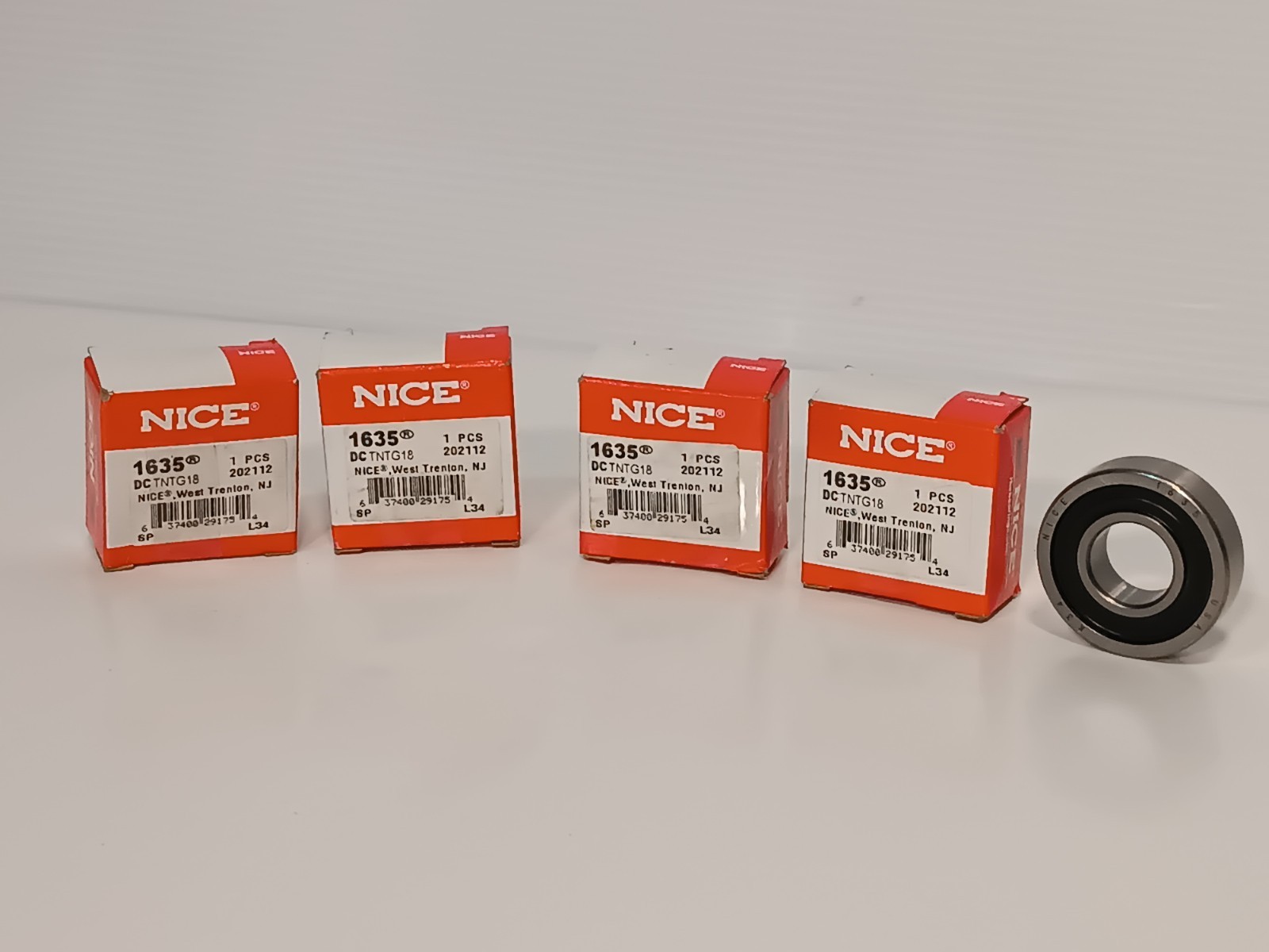 Lot Of 4 Nice 1635DCTNTG18 Ball Bearing, Double Shielded, 3/4″ x 1-3/4″ x 1/2″