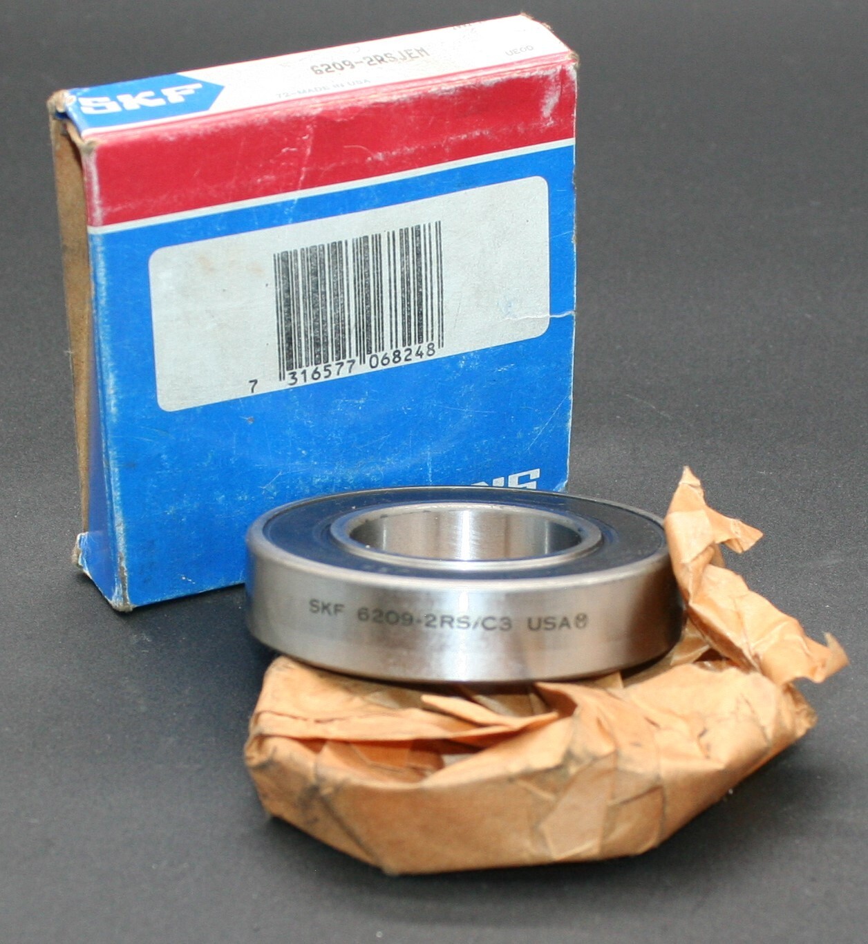 One SKF 6209 2RSJEM Deep Groove Bearing 45MM ID USA 6209 2RS/C3 Paper Pkg NEW