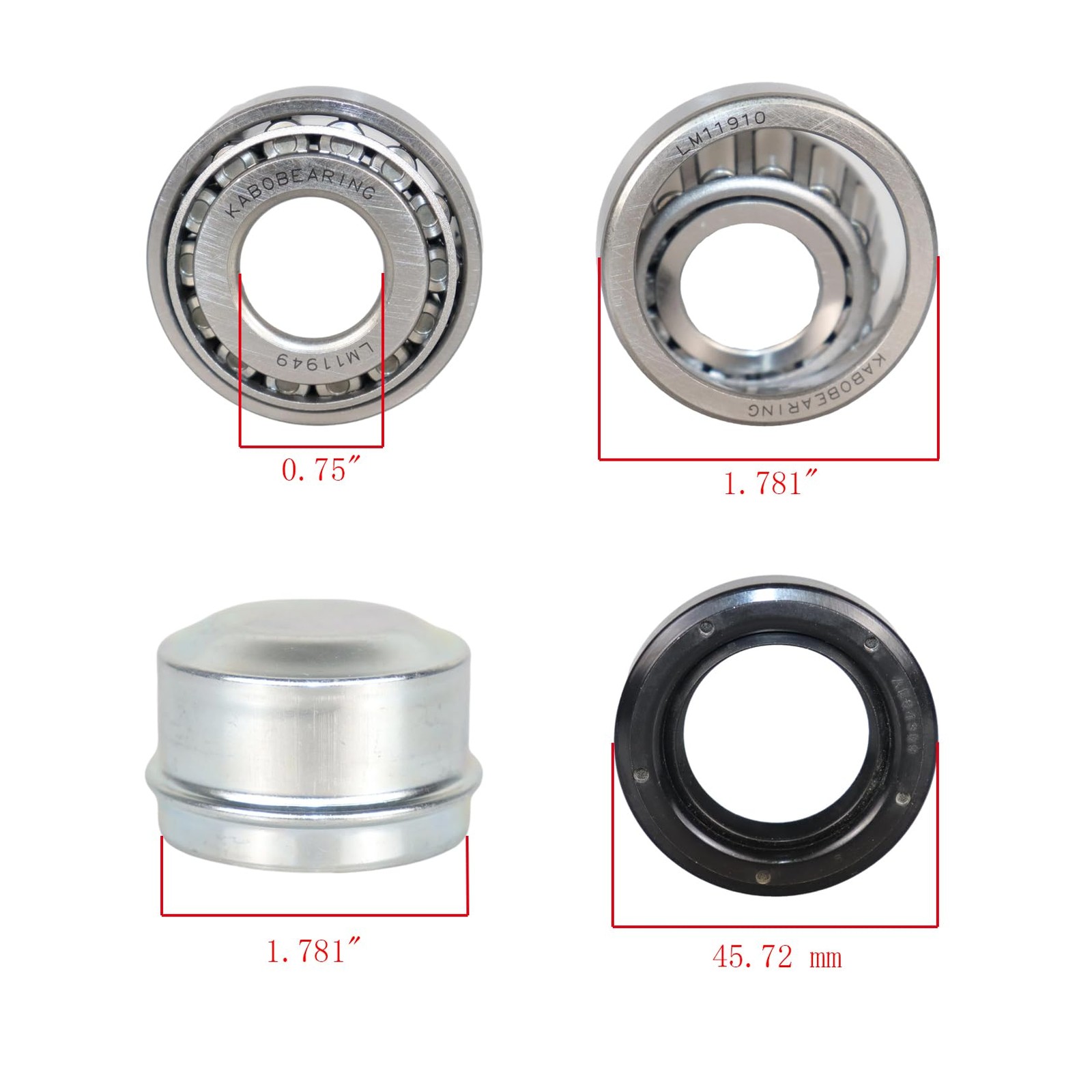 2 Set Fits 3/4″ inch Axles Trailer Wheel Hub Bearings, LM11949 LM11910 Bearings