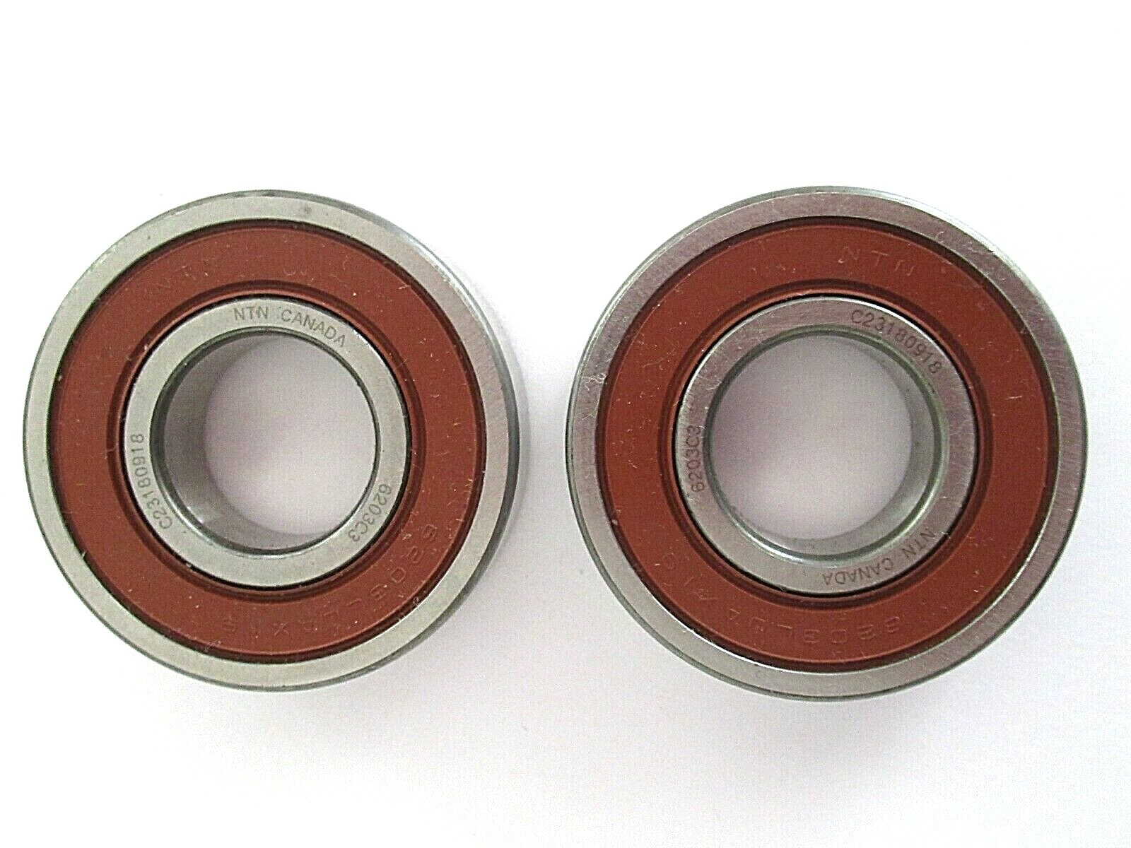 (TWO) NTN 6203LLU Deep Groove Single Row Radial Ball Bearing, C3, Double Sealed