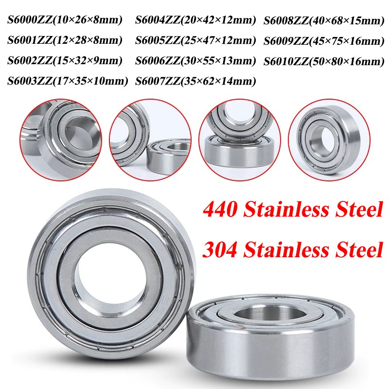 S6000ZZ~S6010ZZ Series 304/440 Stainless Steel Bearing Deep Groove Ball Bearing