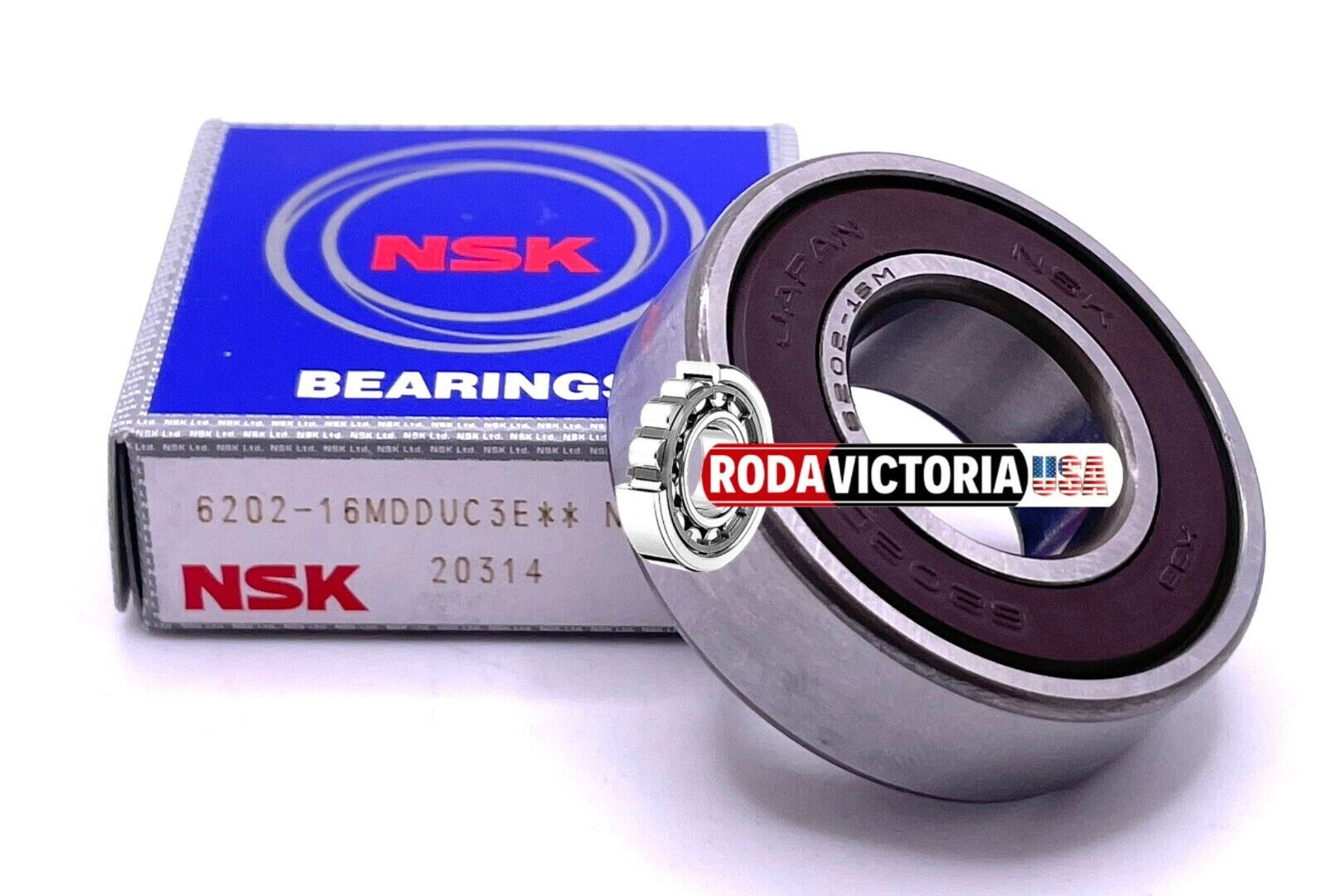 NSK 6202-16 DDU 6202-2RS 16mm ID High Quality Sealed Ball Bearing, 16x35x11mm