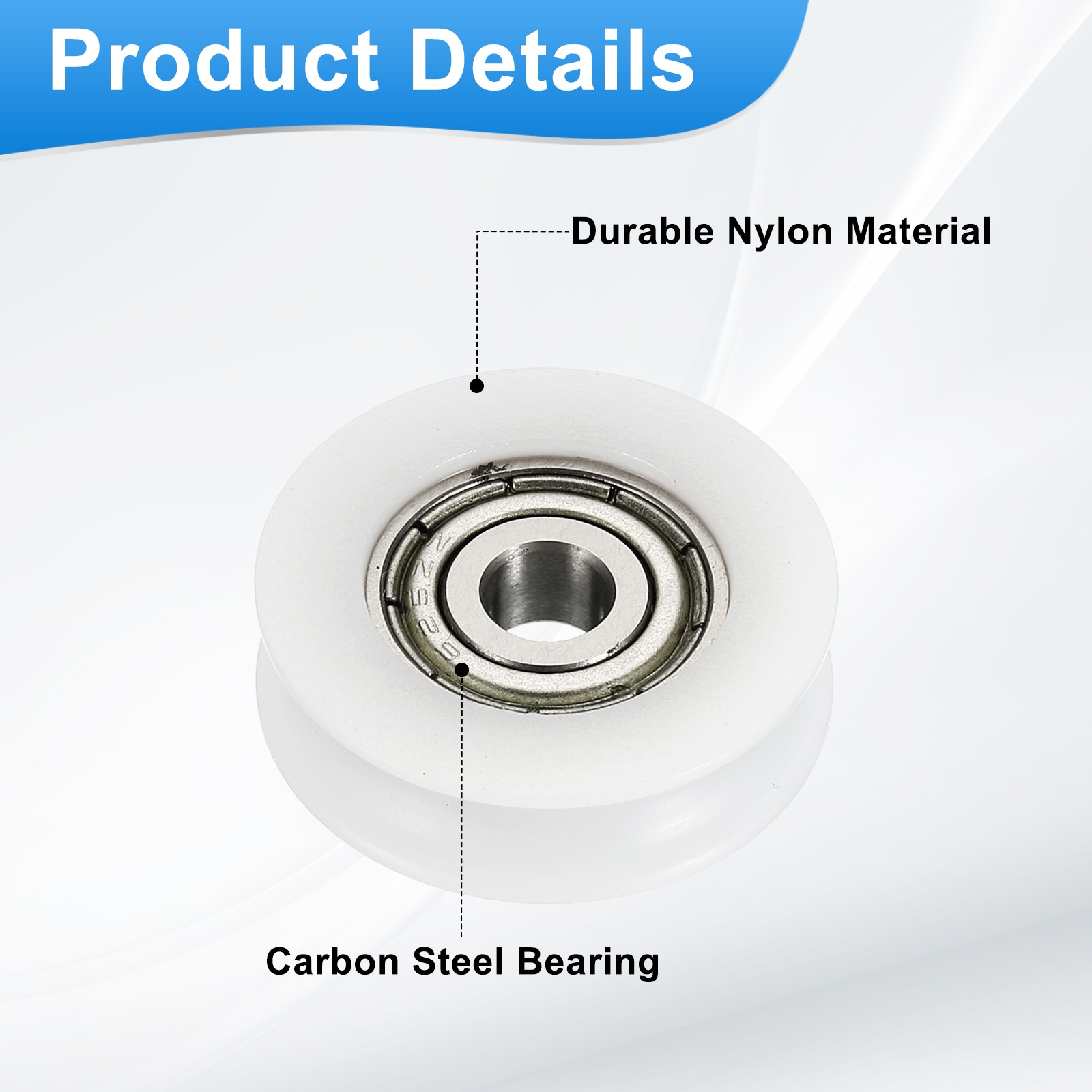 4 Pcs White Groove Nylon Plastic Guide Bearing 5×23.5x7mm Pulley Roller