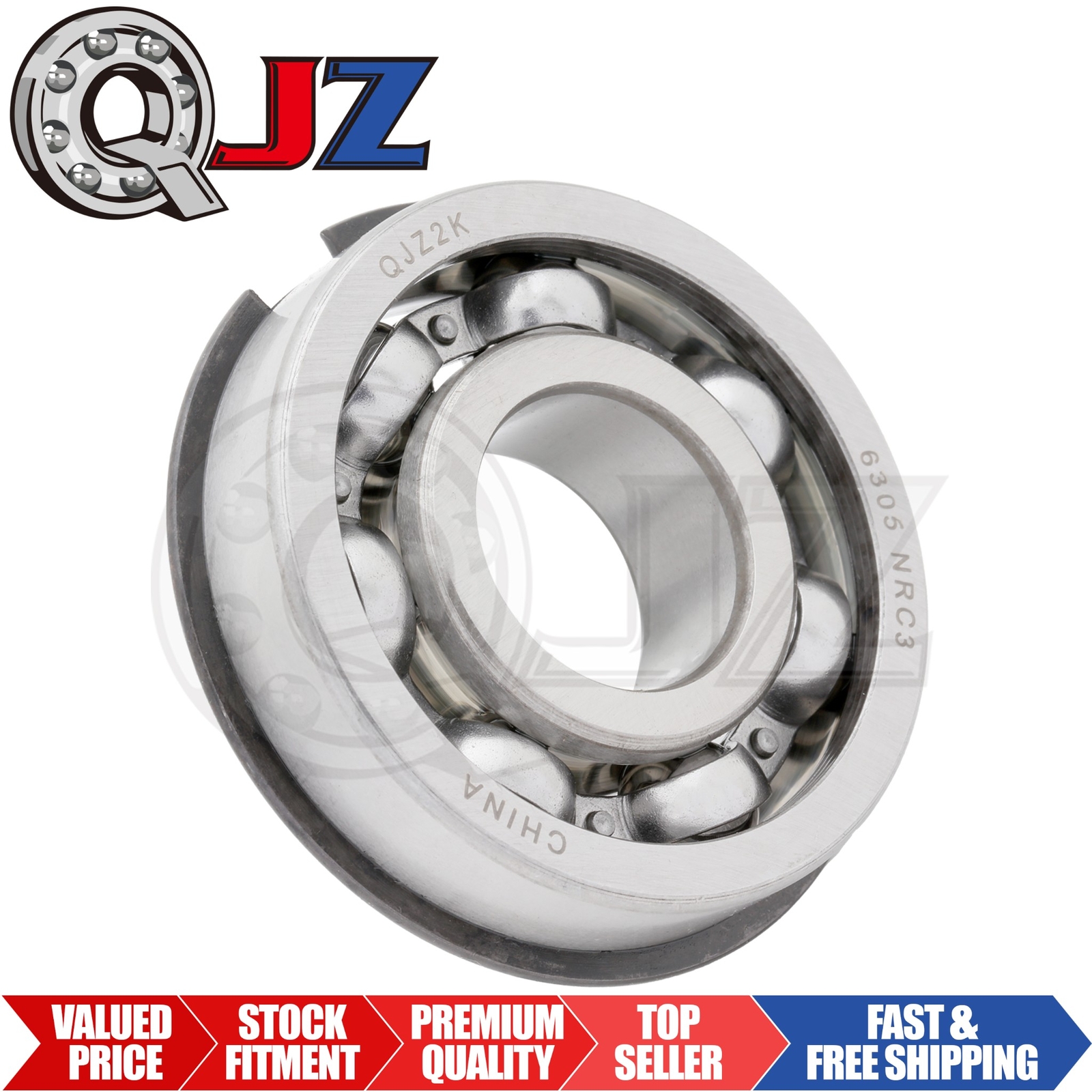 [Qty.1] 6305-OPEN Deep Groove Bearing W/ Snap-Ring [25mm ID x 62mm OD x 17mm W]