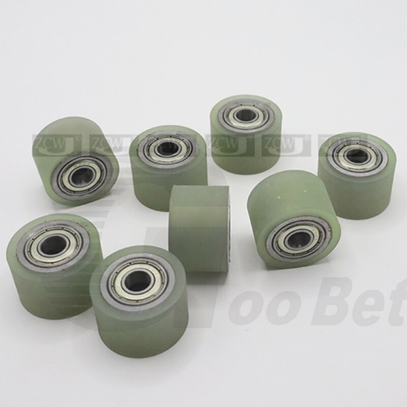 50mm Polyurethane Iron Core Roller Two Bearings PU Flat Belt Idler Guiding Wheel