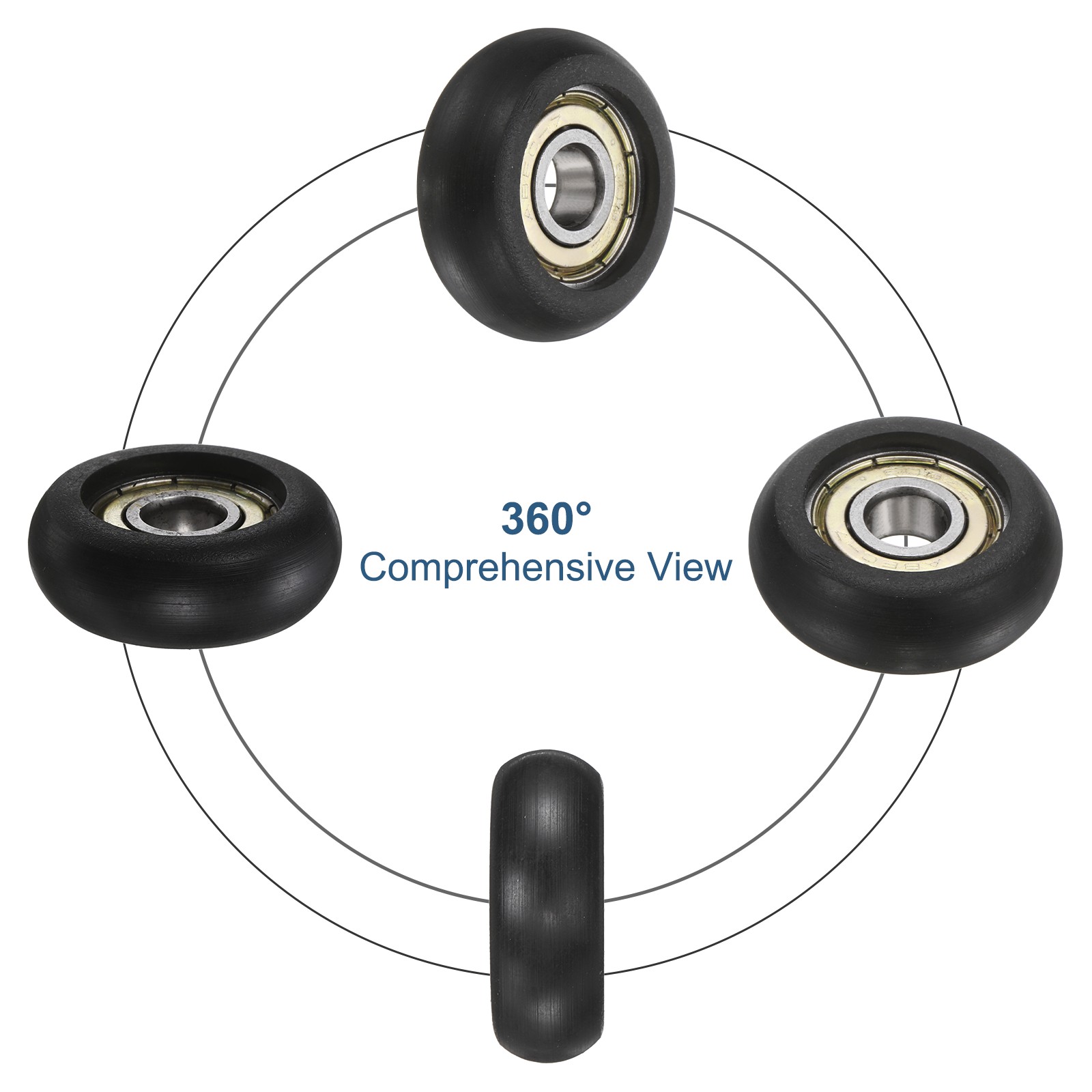5Pcs 608ZZ Nylon Plastic Guide Bearing 8x32x12mm Pulley Roller, Black