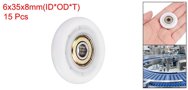 15 Pcs White 626ZZ Nylon Plastic Guide Bearing 6x35x8mm Pulley Roller