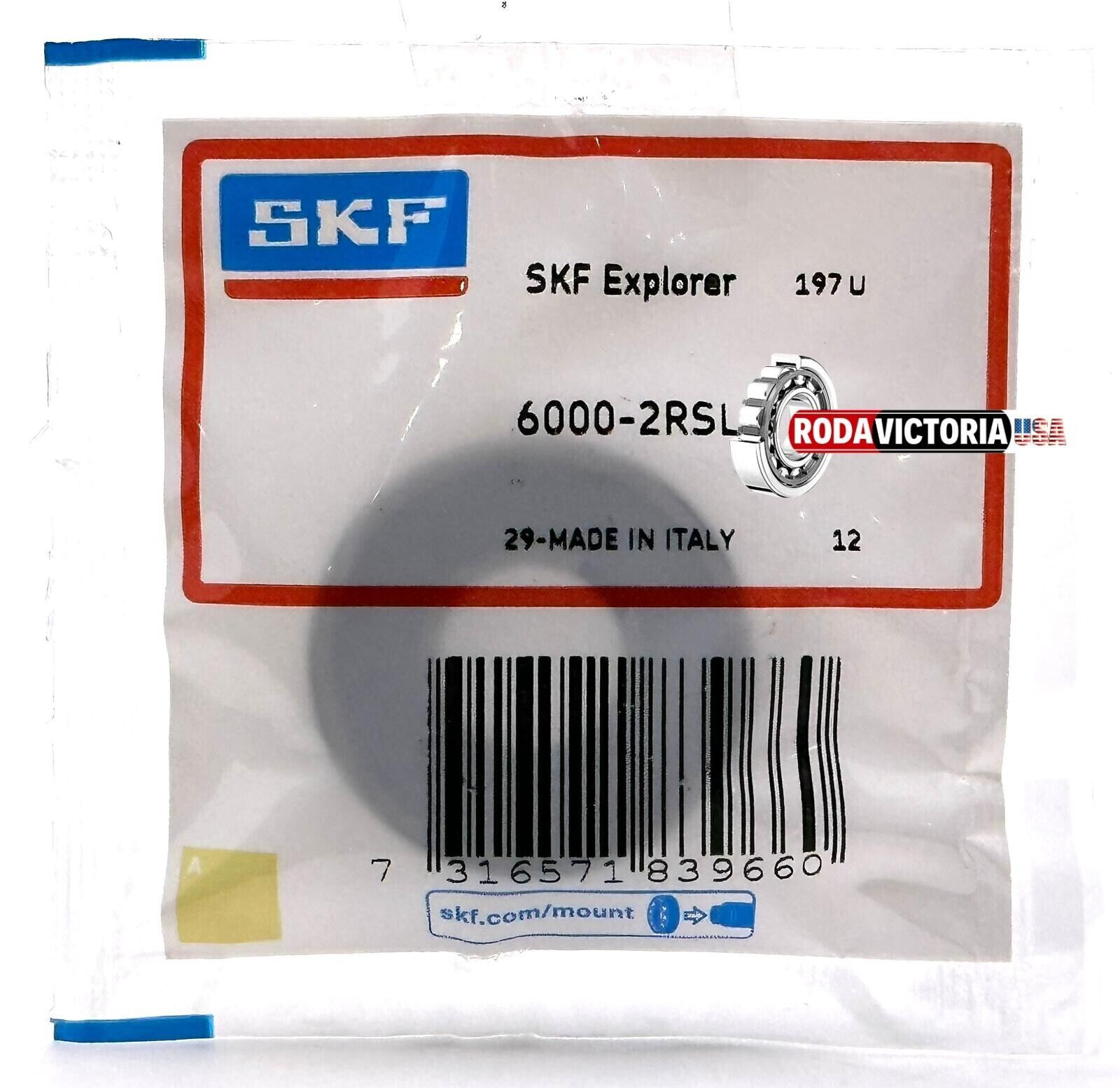 SKF 6000 2RSL C3 DEEP GROOVE BALL BEARING, RUBBER SEALED 10x26x8mm