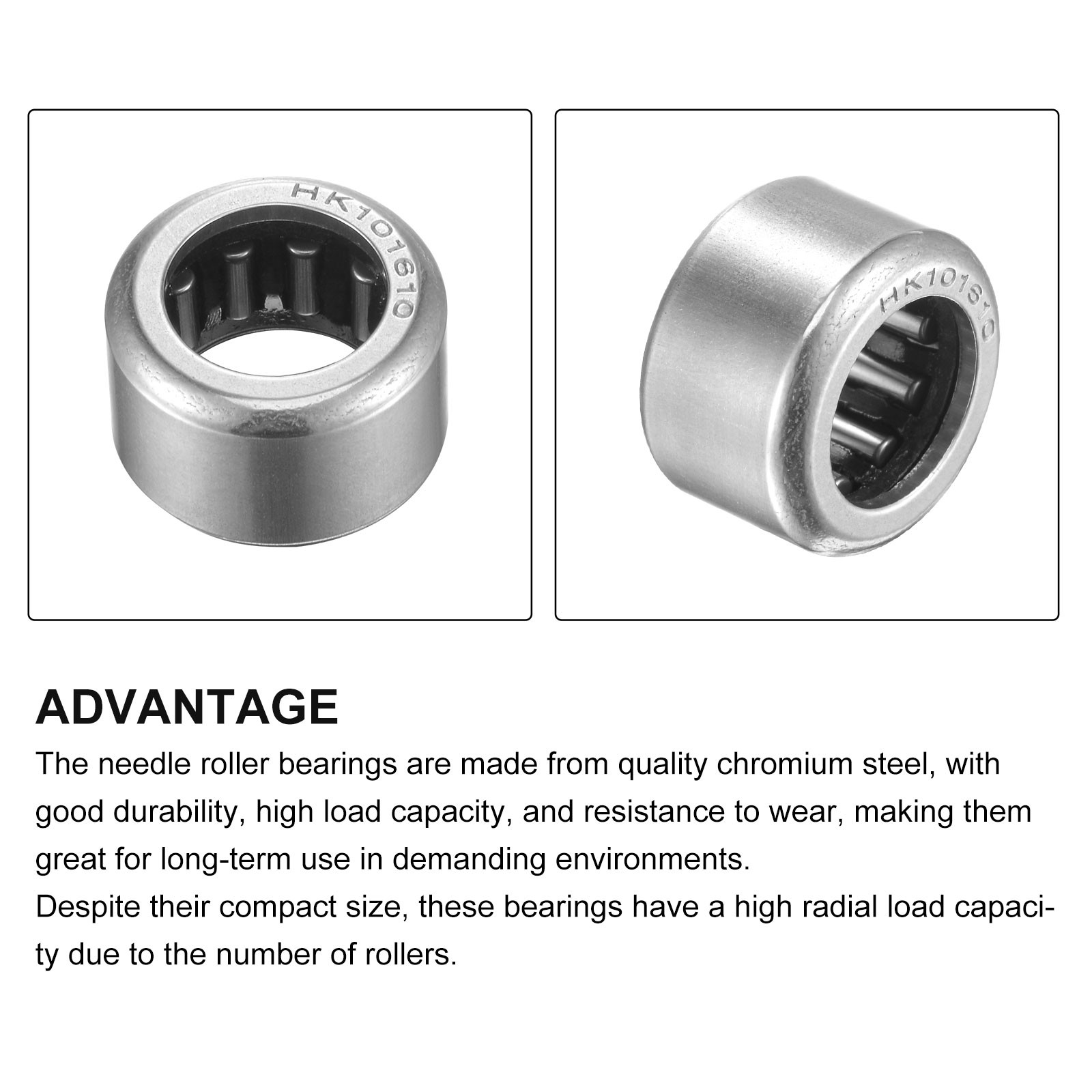 5Pack 10x16x10mm HK101610 Needle Roller Chromium Steel Open End Thrust Bearing