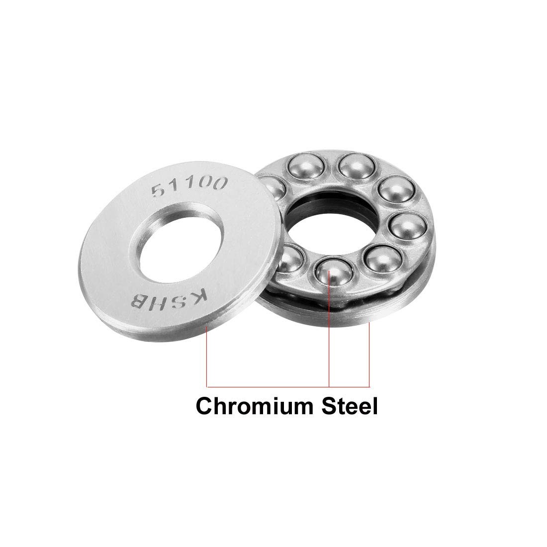 uxcell 51100 Thrust Ball Bearings 10mm x 24mm x 9mm Chrome Steel ABEC3 Single Ro