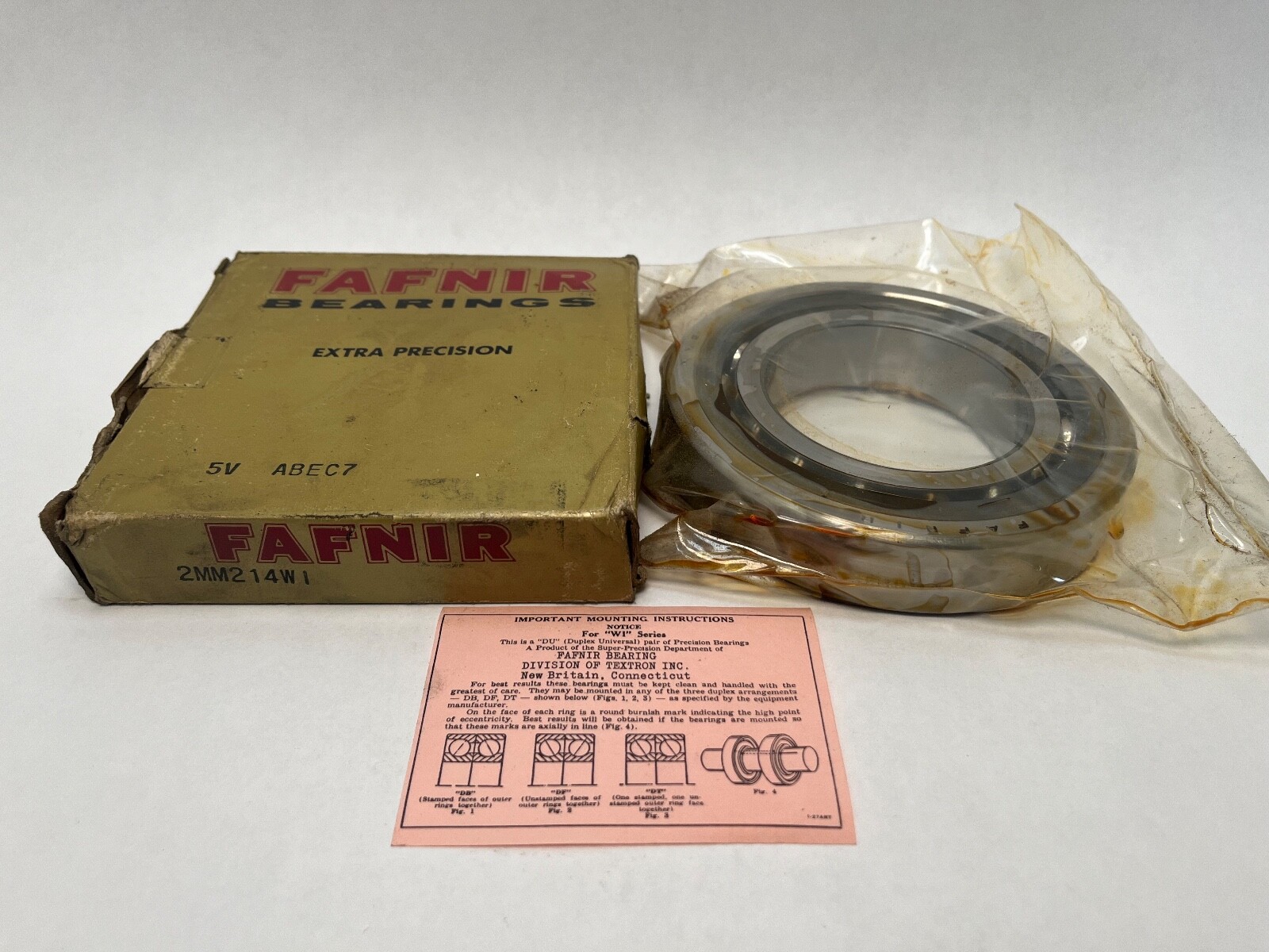 Fafnir 2MM214WI Bearing 70x125x24 mm 7214C 2-MM-214-WI USA