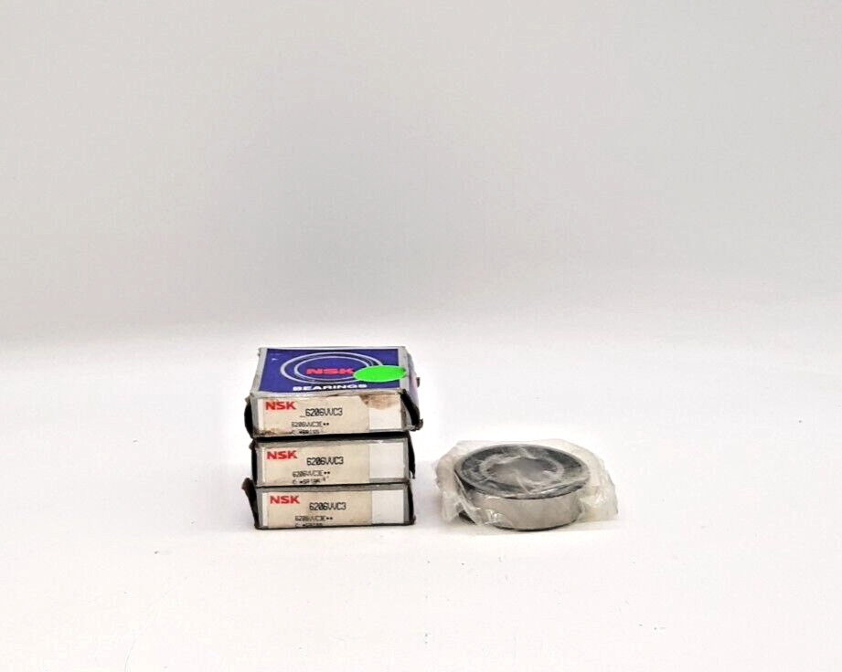 NSK 6206VVC3 Deep Groove Ball Bearing – Lot of 3