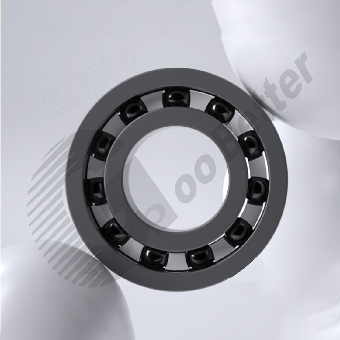 Ceramic Bearings OD=8~68mm Precision Silicon Nitride Ceramic Bearings With Cage