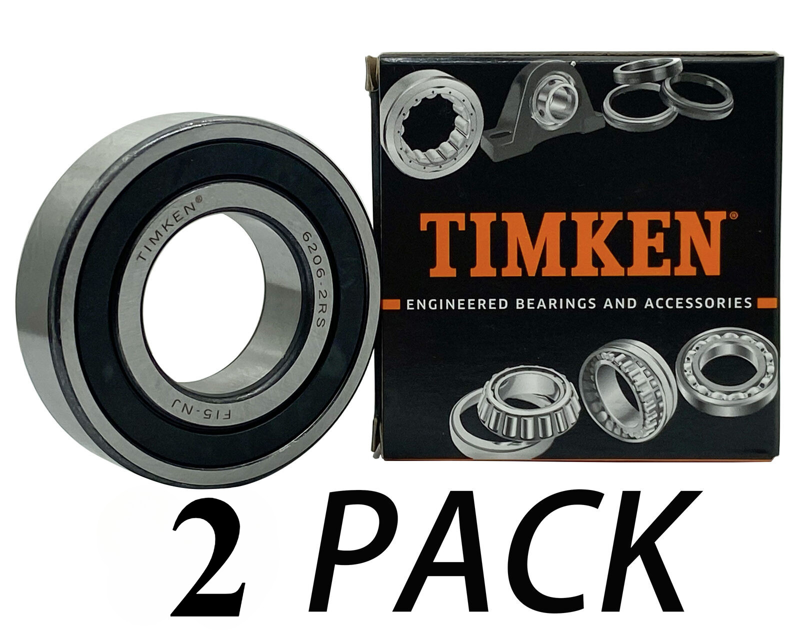 2PACK 6206-2RS TIMKEN 30X62X16MM Double Rubber Seal Bearings Metal NEW