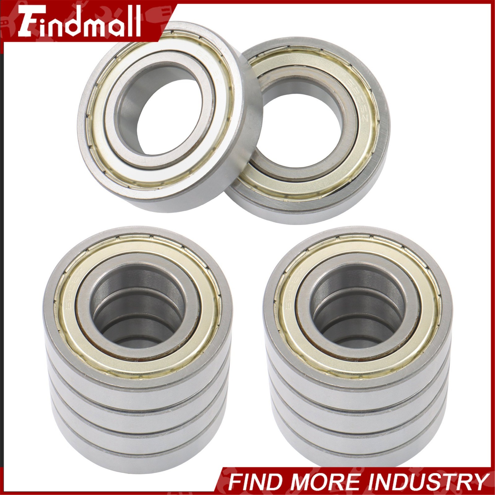 Findmall 10 Pcs 6206 ZZ Bearings 30x62x16mm Metal Shielded High Speed