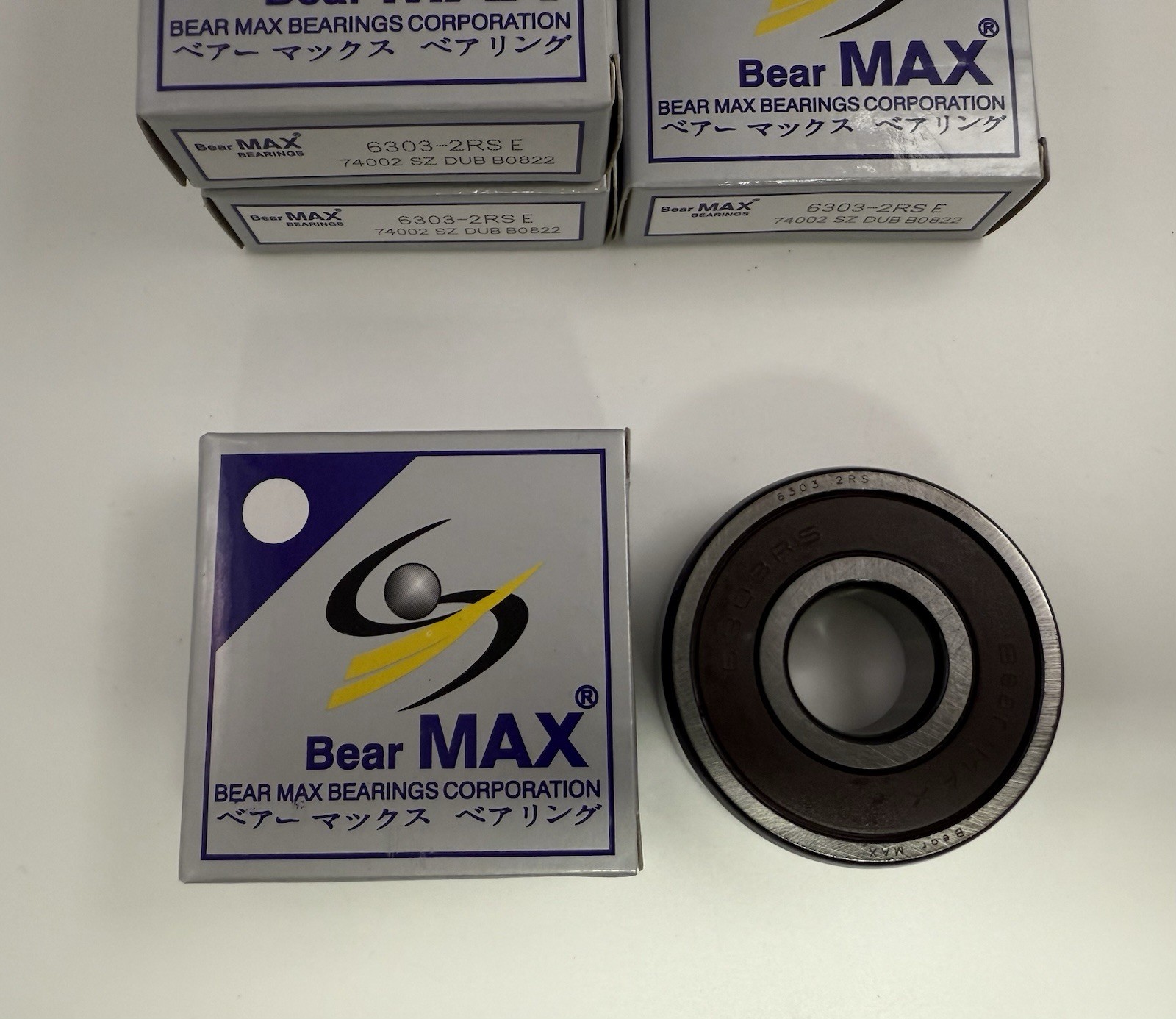 4 pcs BearMAX 6303-2RS EMQ 17x47x14mm Rubber Seal DG Ball Bearings 63032RS