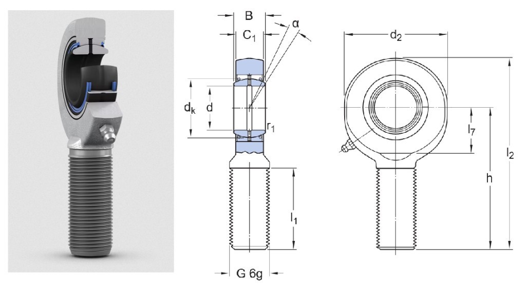 GAR70 DO-2RS INA Rod end with external thread, right hand thread, M 56×4