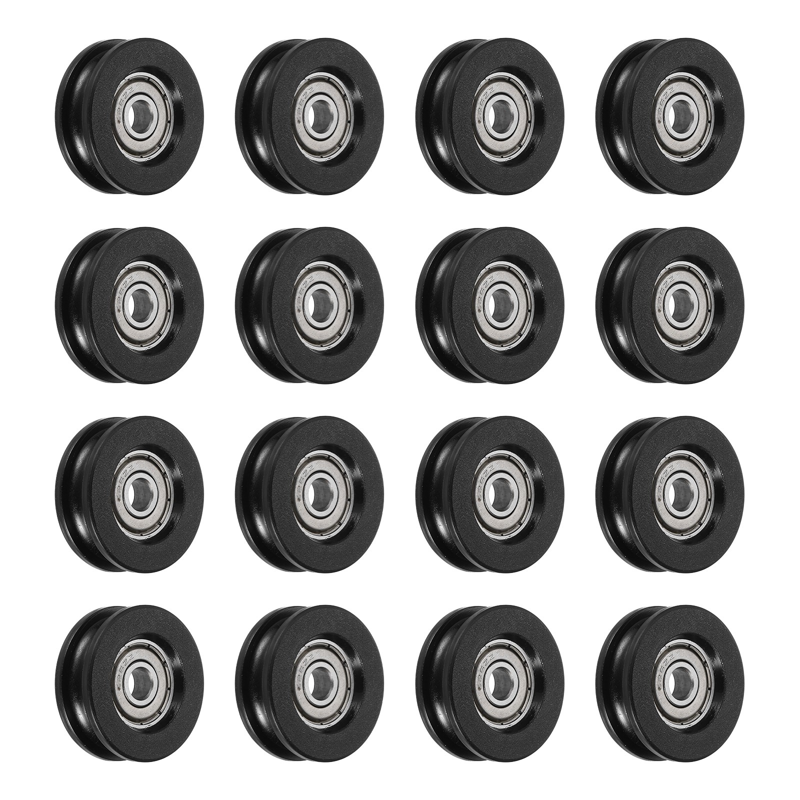 16Pcs Groove Nylon Plastic Guide Bearing 6×10.5x31mm Pulley Roller(Black)